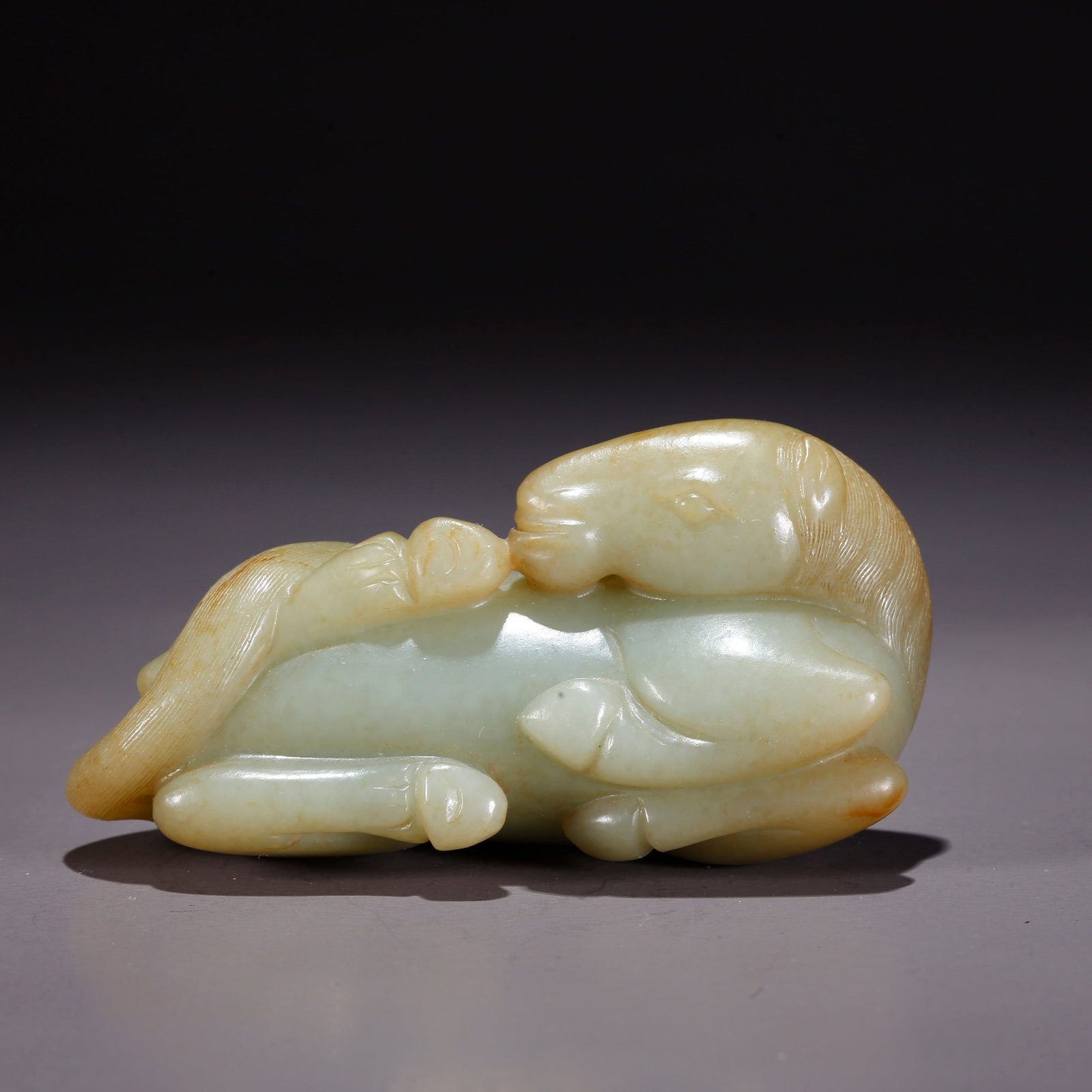 A HETIAN JADE FINE HORSE FIGURINE (1 of 10)