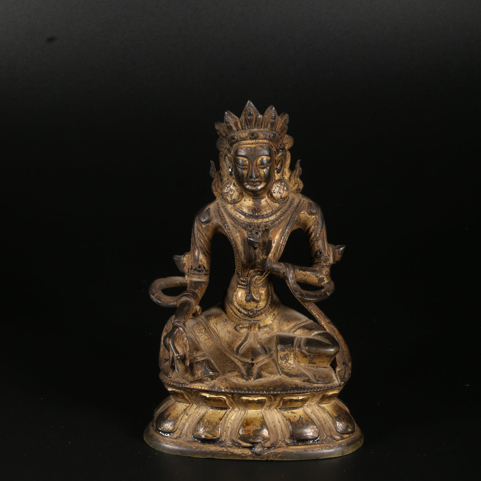 A GILT-BRONZE GREEN TARA STATUE (1 of 7)