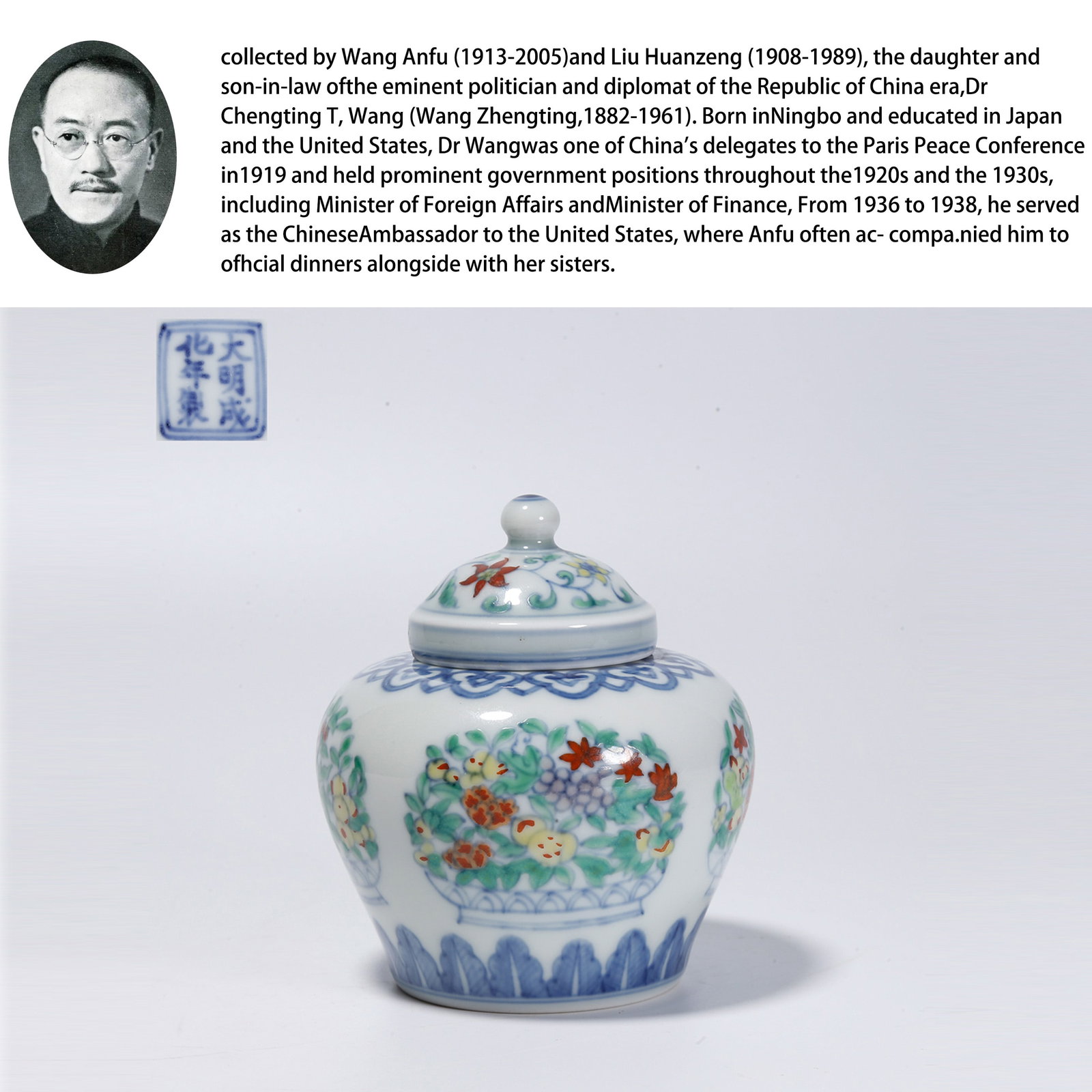 A DOUCAI COVERED JAR WITH FLOWER AND PLANT PATTERN (1 of 10)