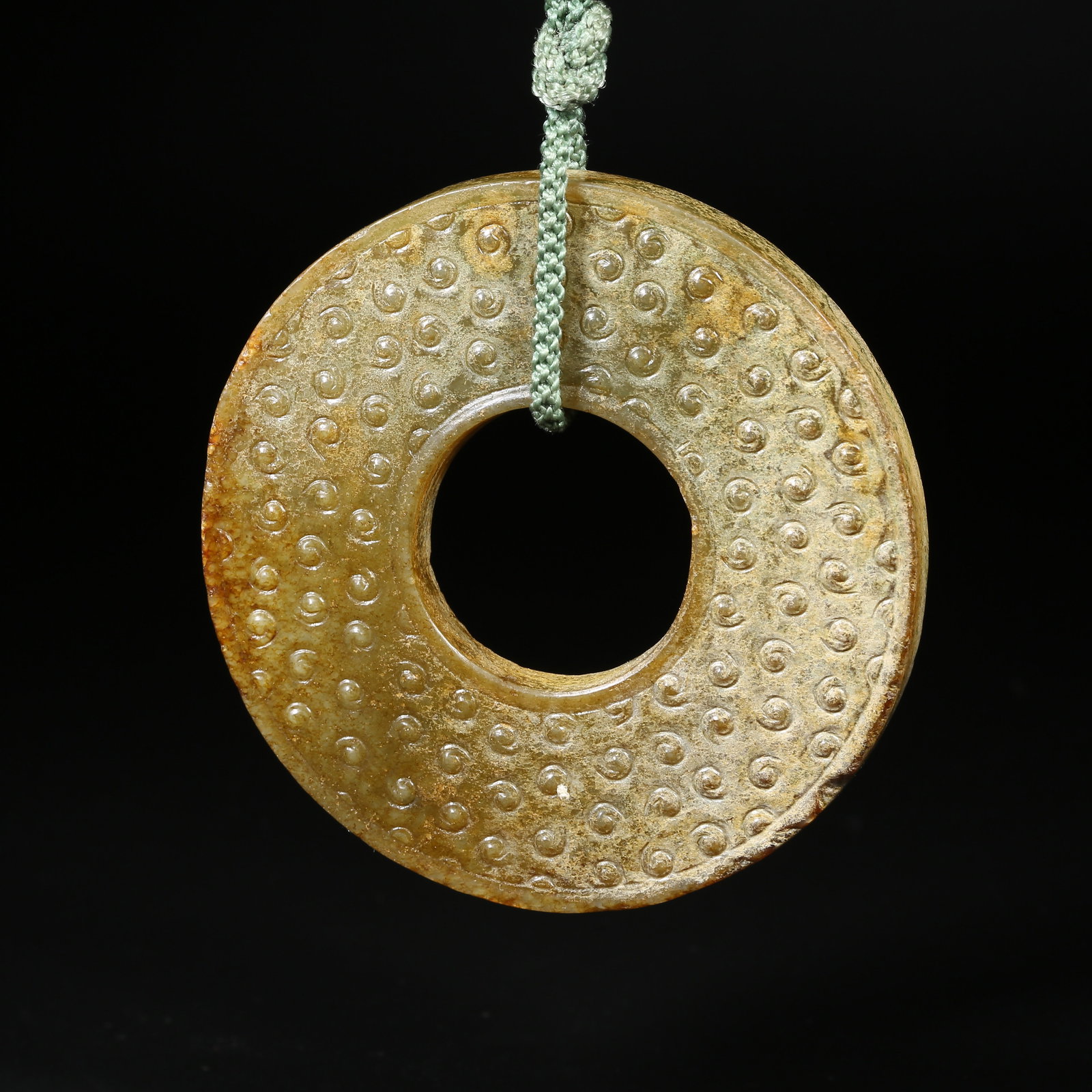 A ANCIENT JADE BI DISK WITH GRAIN PATTERN (1 of 7)