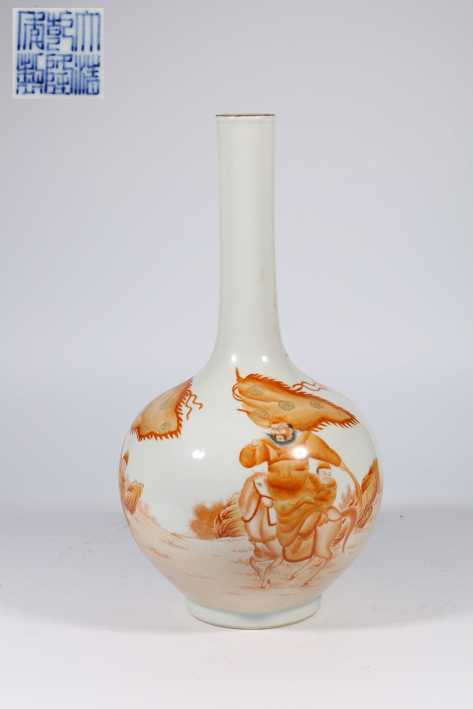 A FANCHENG RED LONG-NECKED VASE WITH NARRATIVE FIGURES (1 of 9)