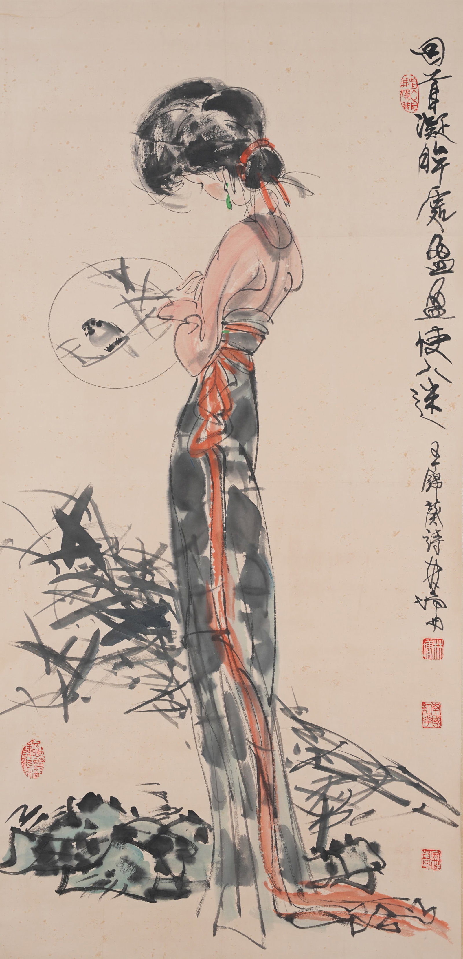 A FIGURE PAINTING ON PAPER BY LIN YONG.林墉: Figure Painting on Paper by Lin Yong.林墉