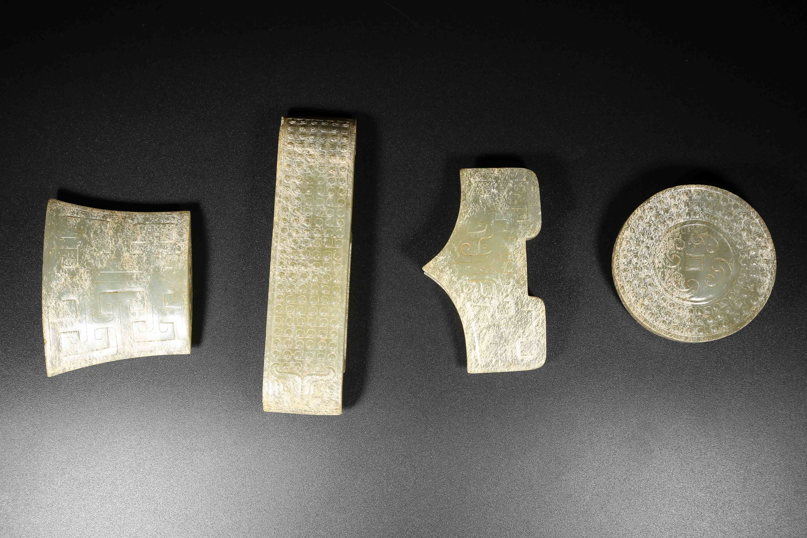 A SET OF ANCIENT JADE SWORD FITTINGS: Set of Ancient Jade Sword Fittings