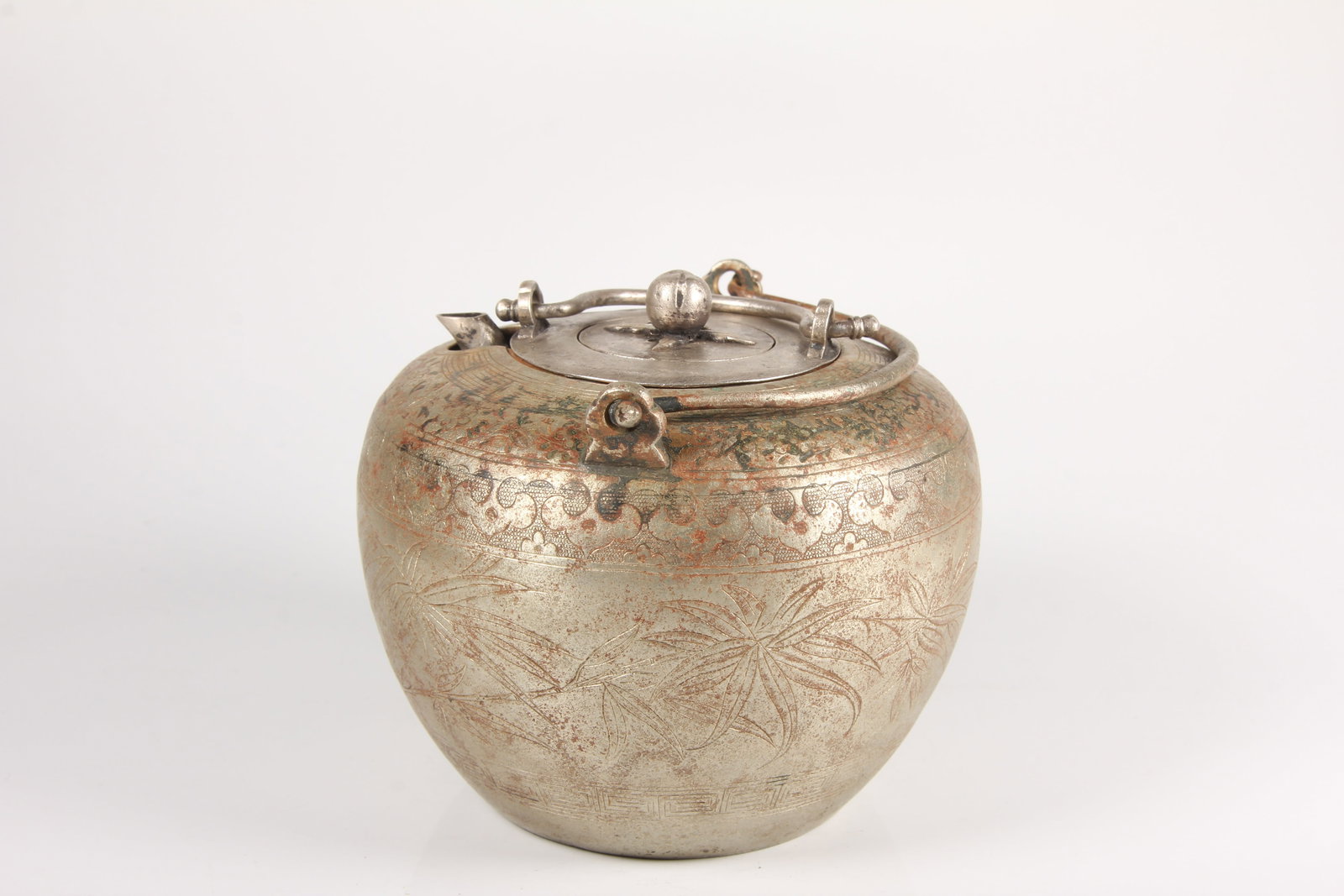 A SILVER BAMBOO-PATTERNED WINE WARMER - 4