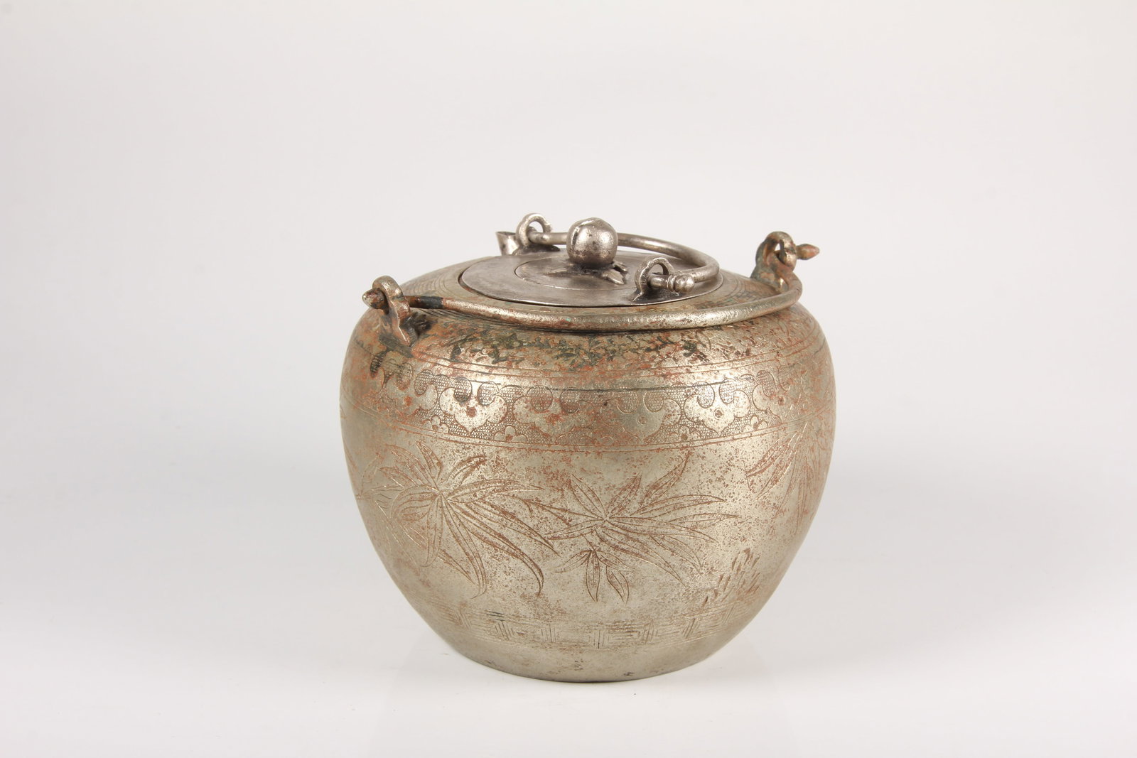 A SILVER BAMBOO-PATTERNED WINE WARMER - 5
