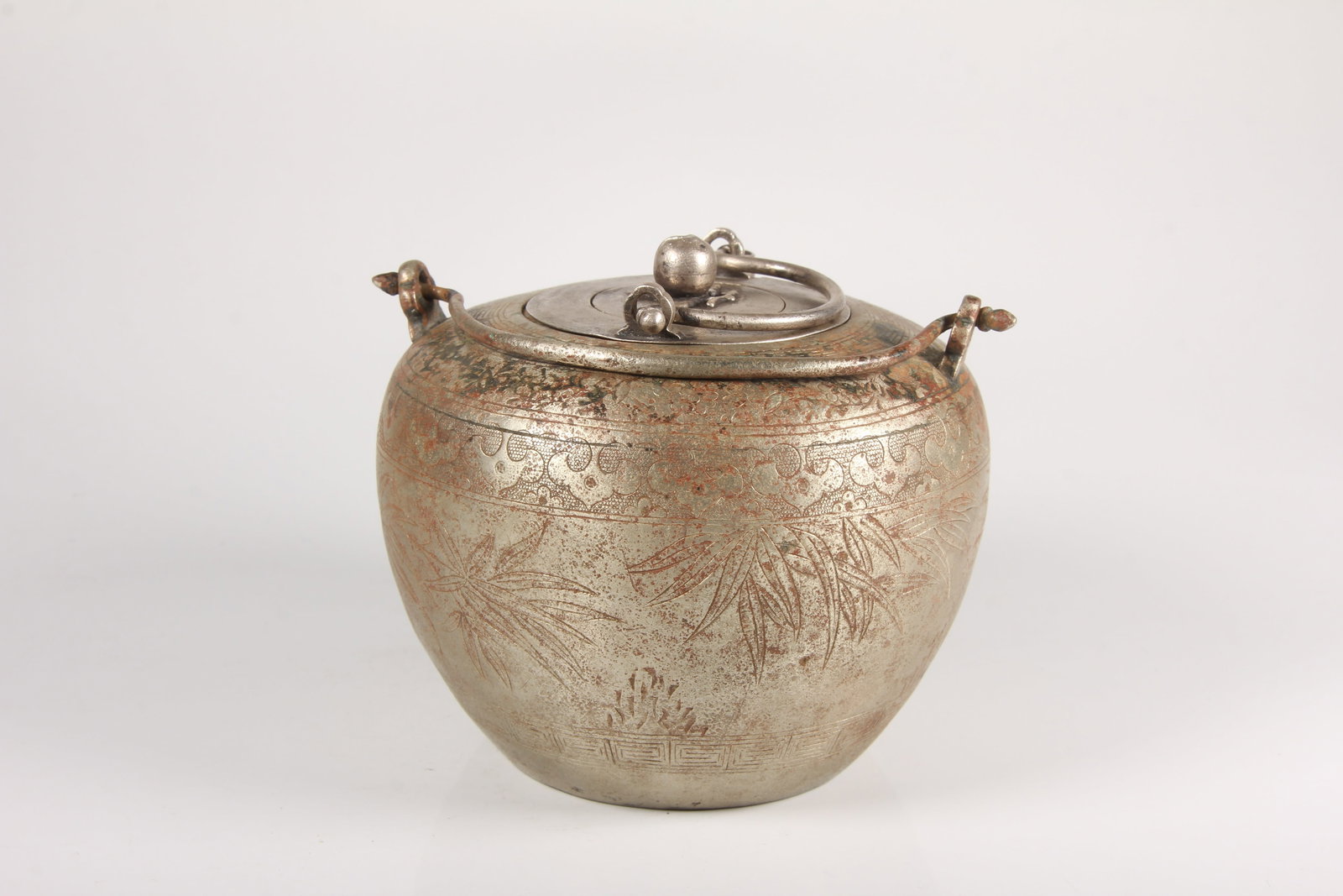 A SILVER BAMBOO-PATTERNED WINE WARMER - 6