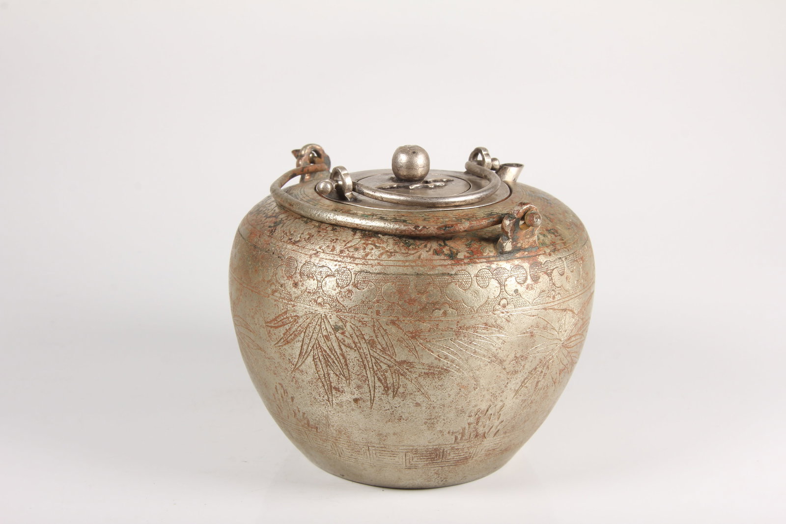 A SILVER BAMBOO-PATTERNED WINE WARMER - 7