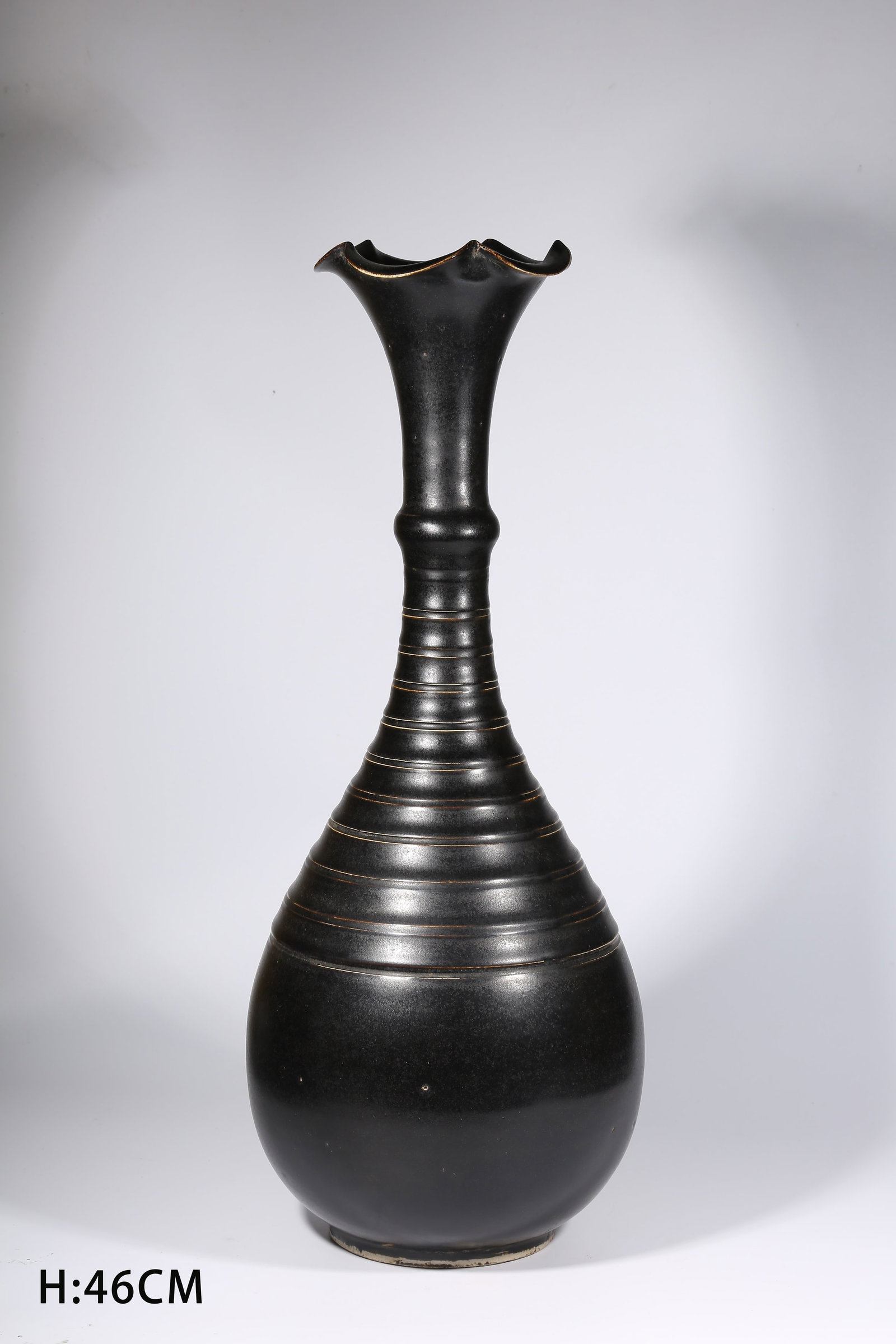 A BLACK DING KILN FLOWER-RIMMED BOTTLE (1 of 9)