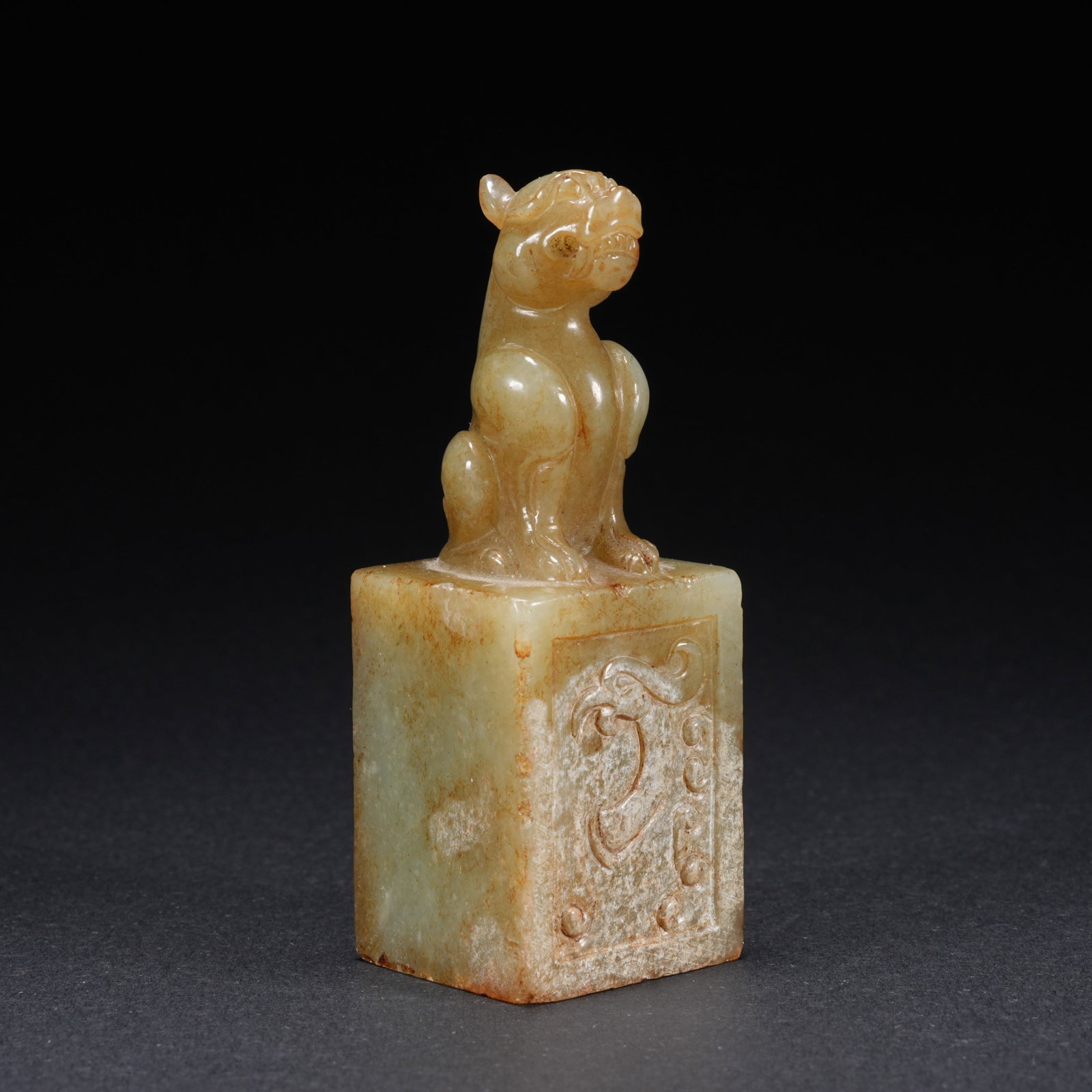 A HETIAN JADE CARVED SEAL WITH BEAST FINIAL (1 of 9)