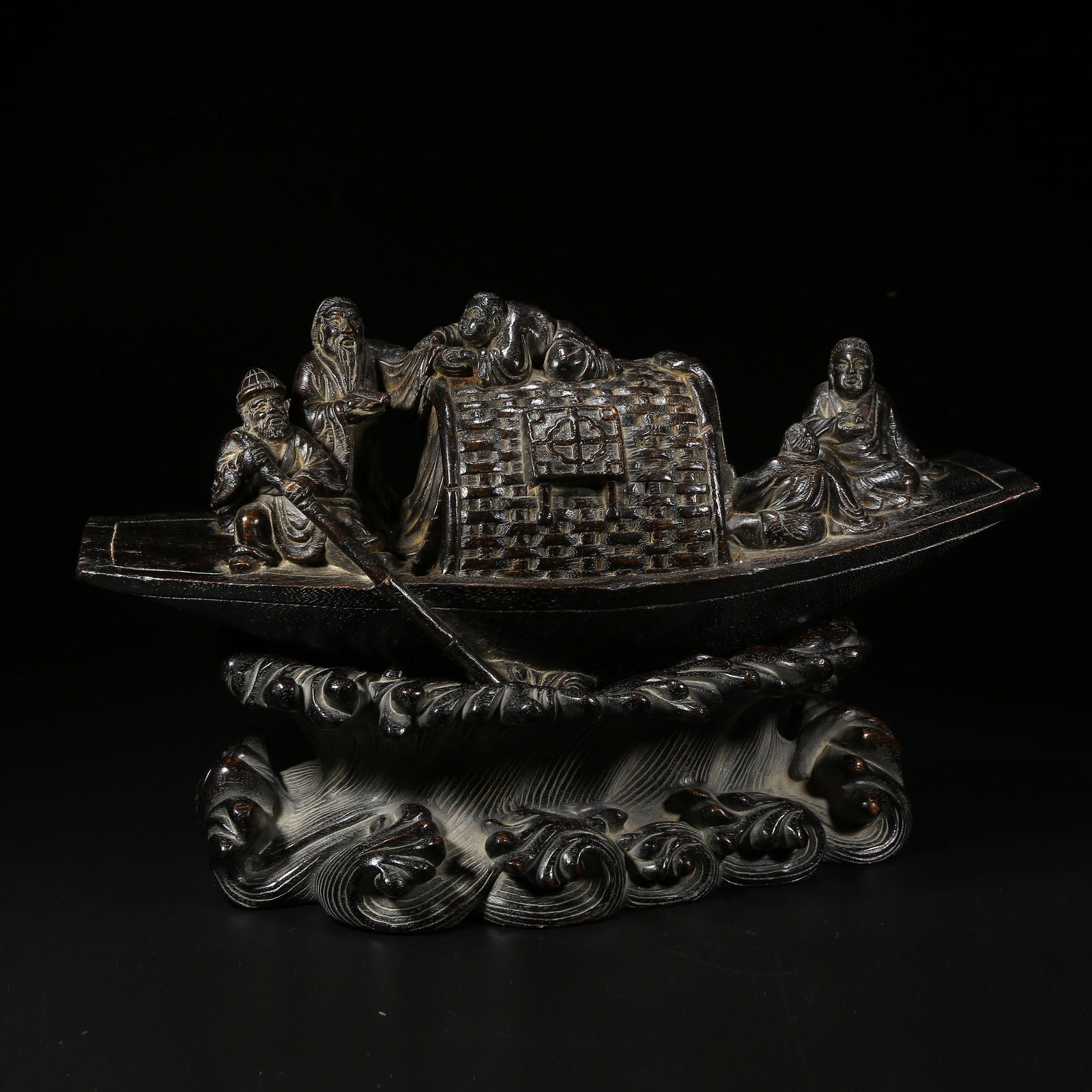 A AGARWOOD MODEL OF A BLACK-SAIL BOAT (1 of 10)