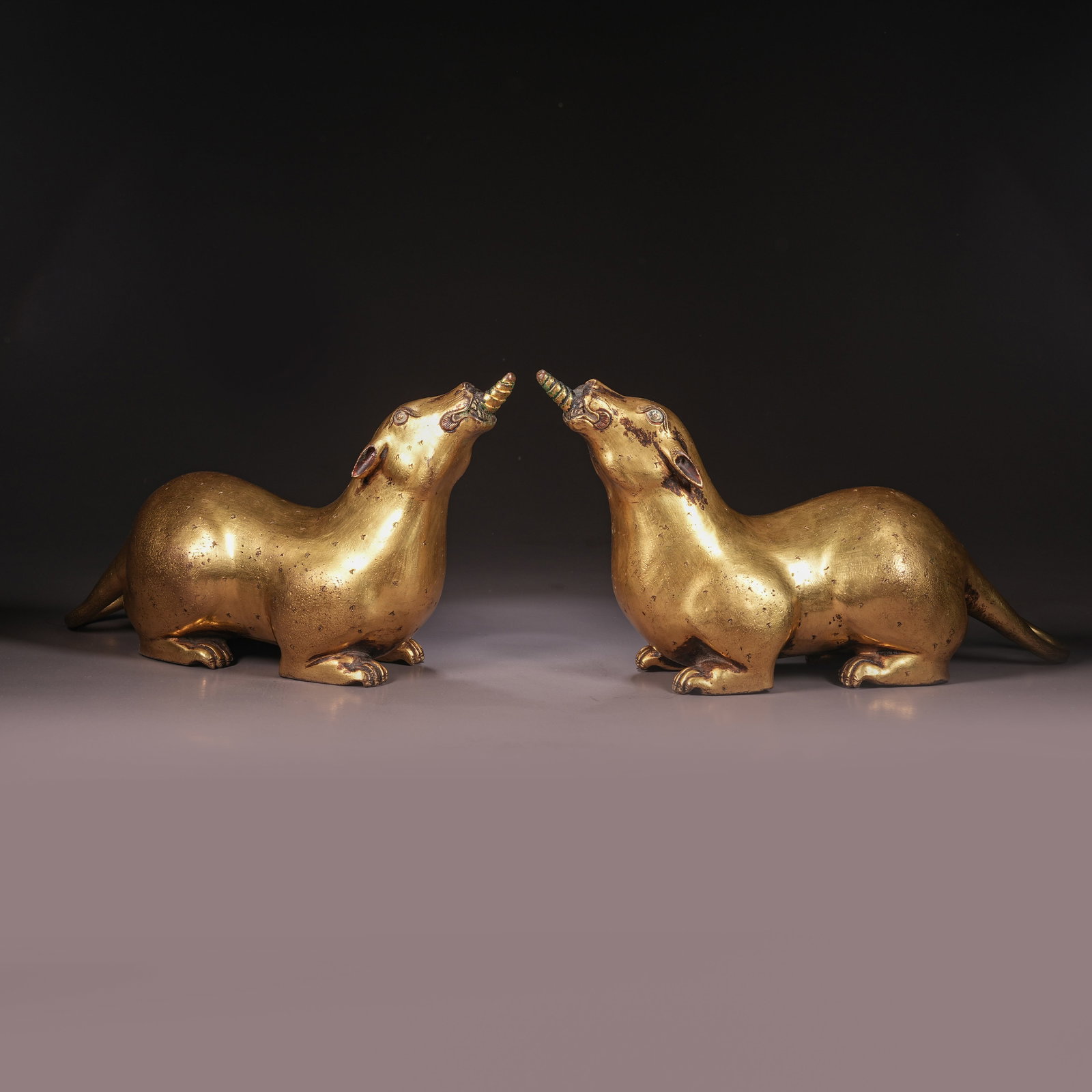 A SET OF GILT BRONZE TREASURE-SPOUTING MICE (1 of 10)