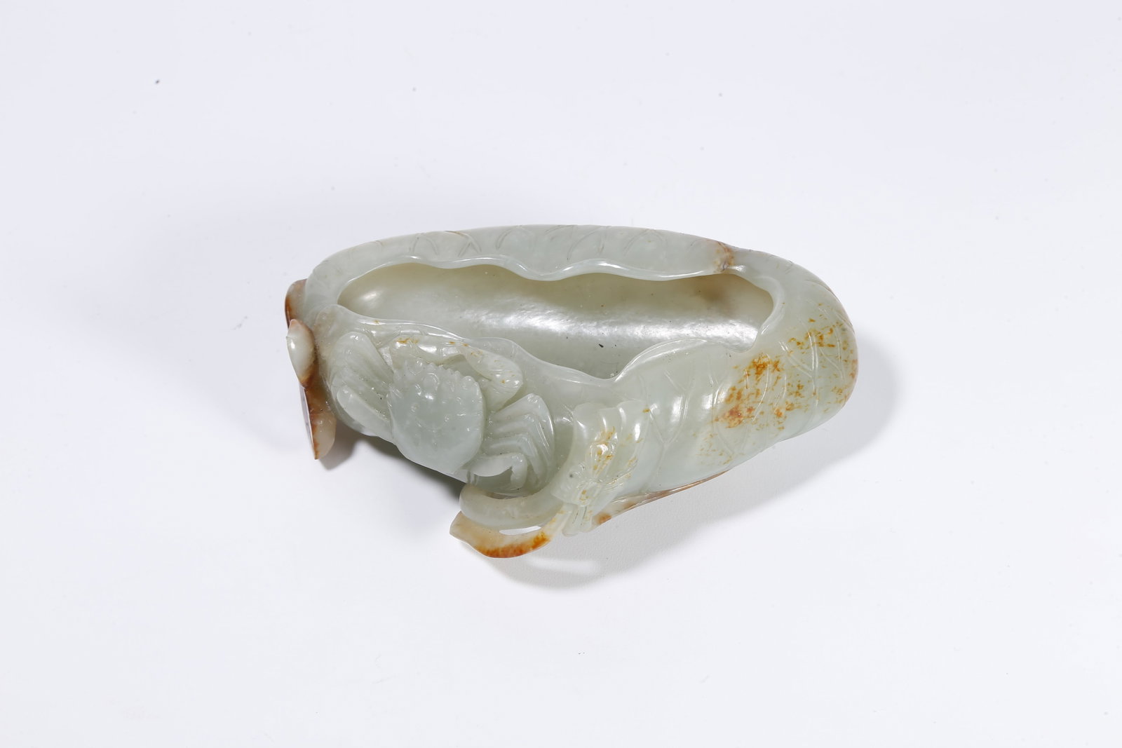 A HETIAN JADE LOTUS-LEAF SHAPED WATER BASIN (1 of 9)