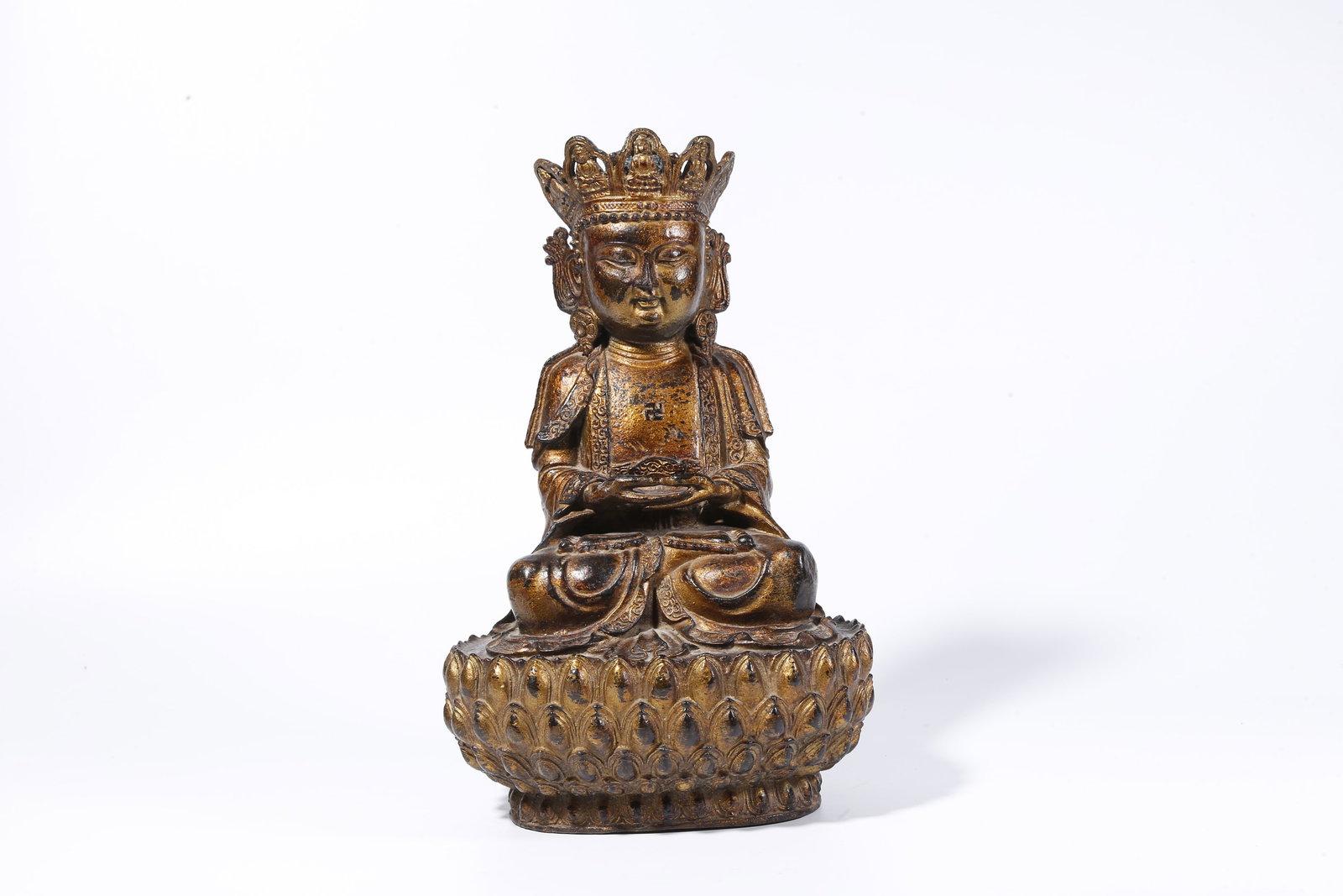 A GILT-LACQUERED BRONZE STATUE OF SHAKYAMUNI (1 of 9)
