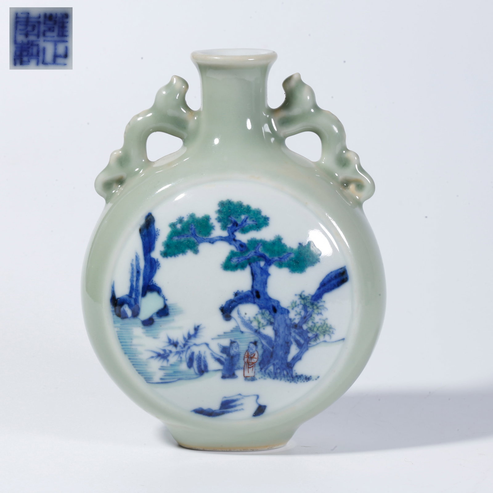 A BLUE-AND-WHITE MOON-EMBRACING VASE WITH FIGURE NARRATIVE MOTIFS (1 of 10)
