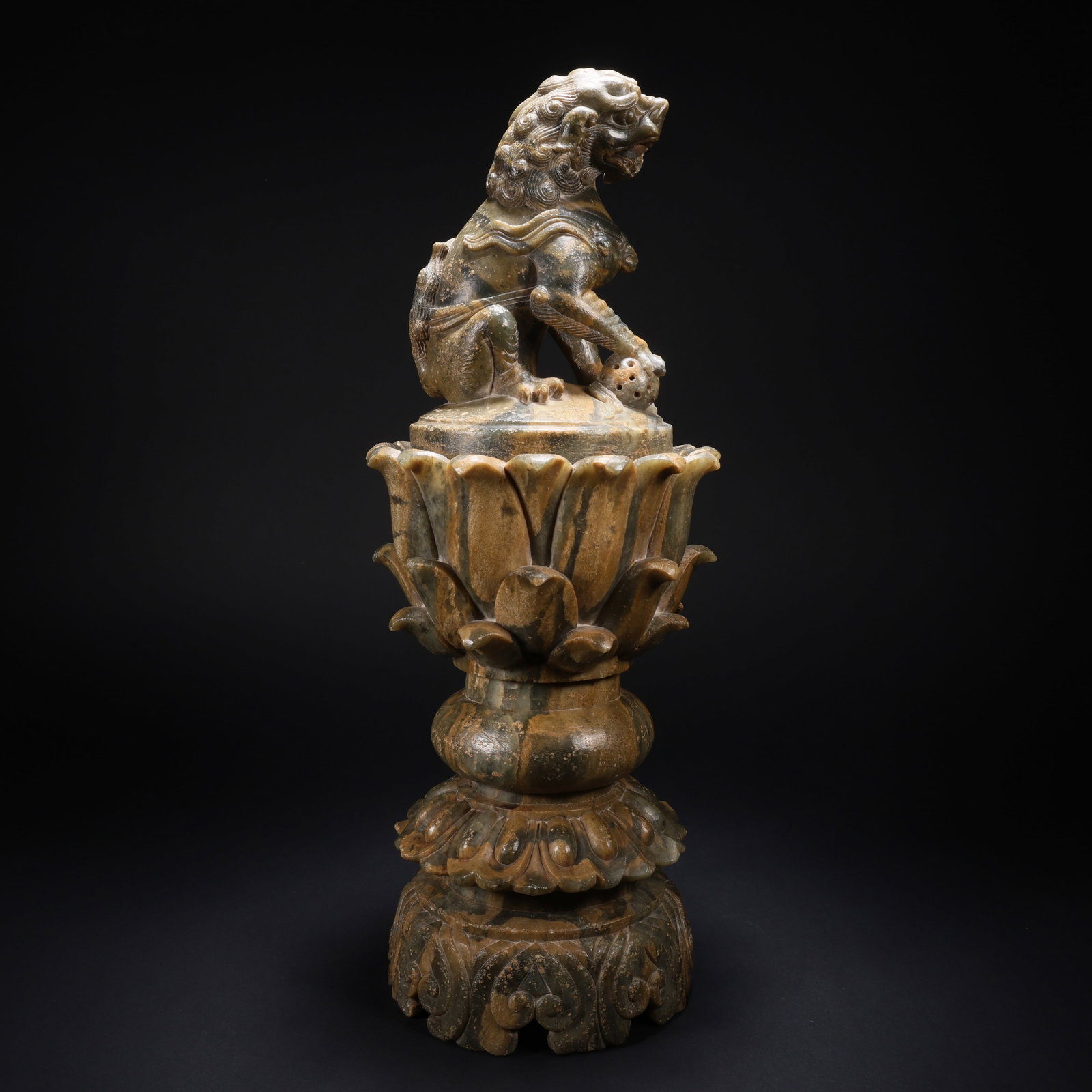 A LEOPARD-PATTERN JADE LION-COVERED BOSHAN CENSER (1 of 9)