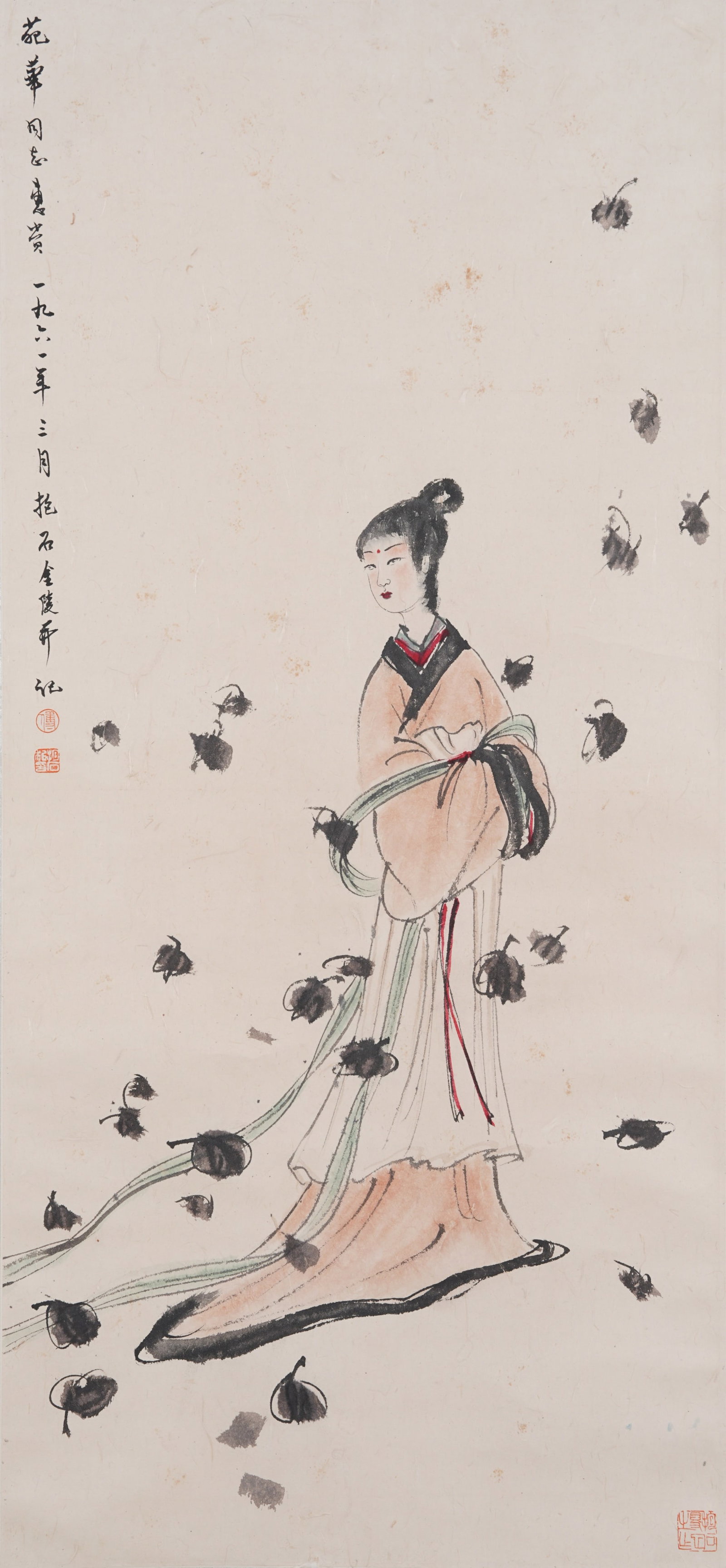 A FIGURE PAINTING ON PAPER BY FU BAOSHI.傅抱石 (1 of 8)