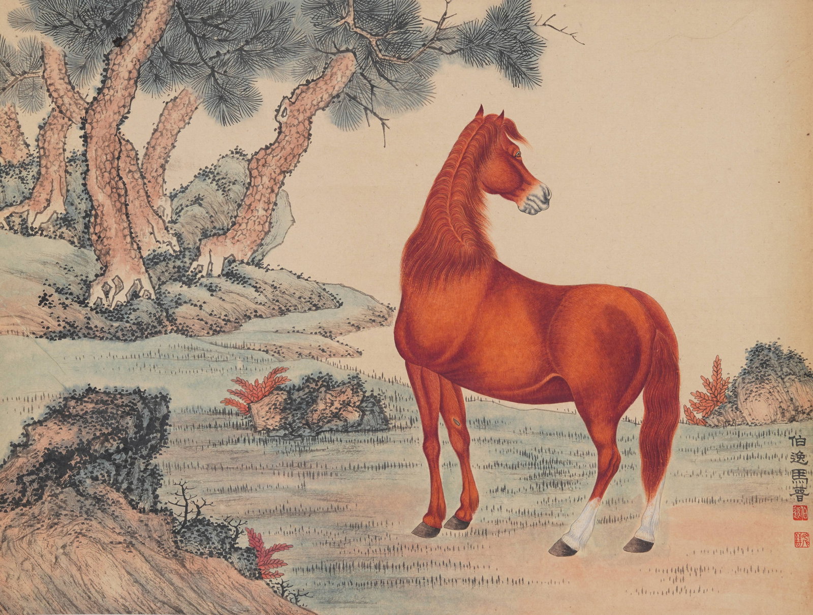 A HORSE PAINTING ON PAPER BY MA JIN.馬晉 (1 of 8)