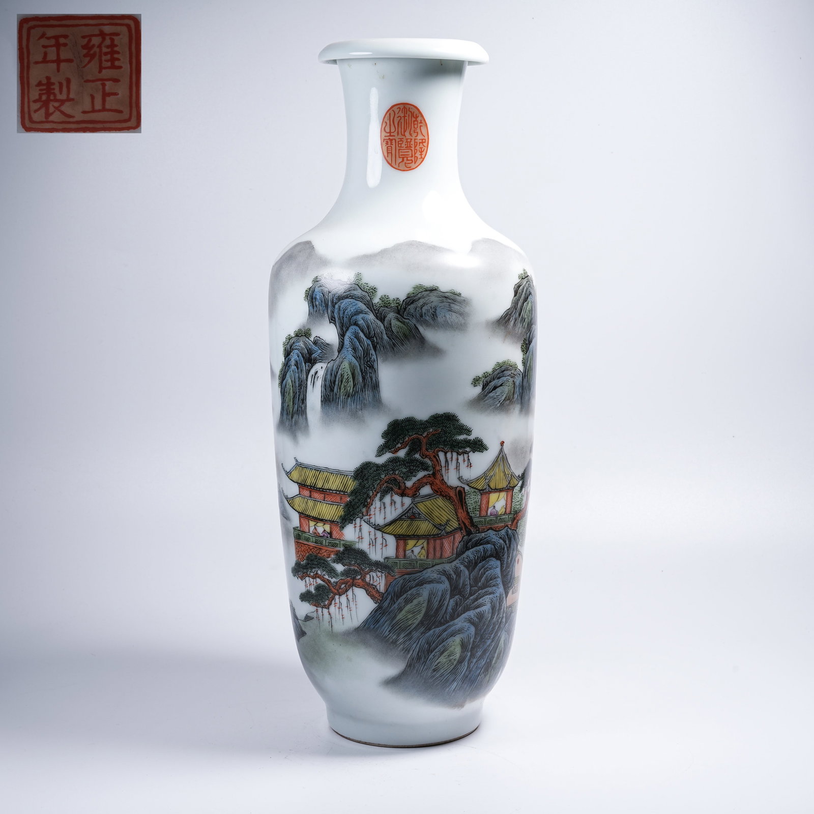 A WUCAI VASE WITH LANDSCAPE AND PAVILION DECORATION (1 of 9)