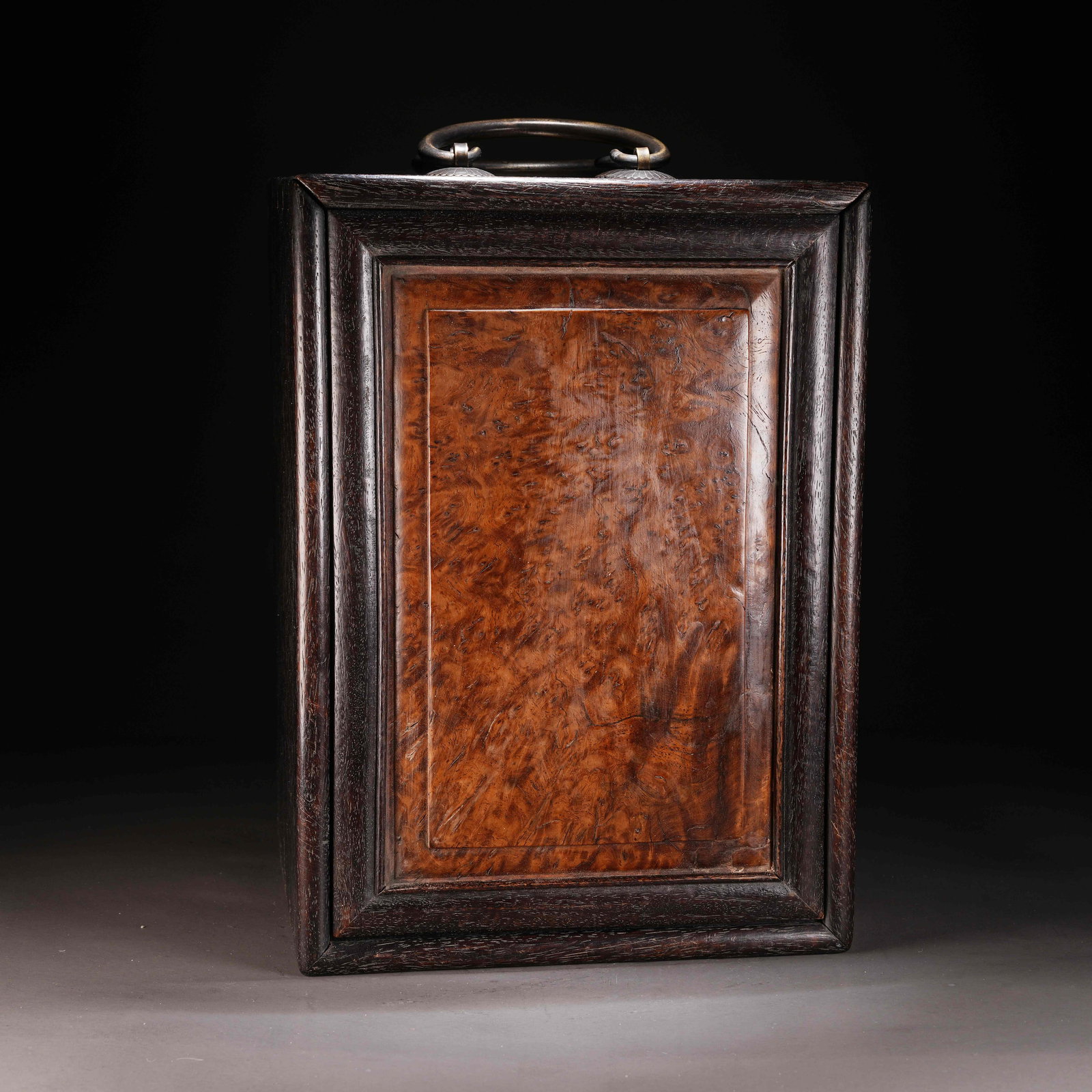 A ZITAN COVERED BOX INLAID WITH BURL WOOD (1 of 8)