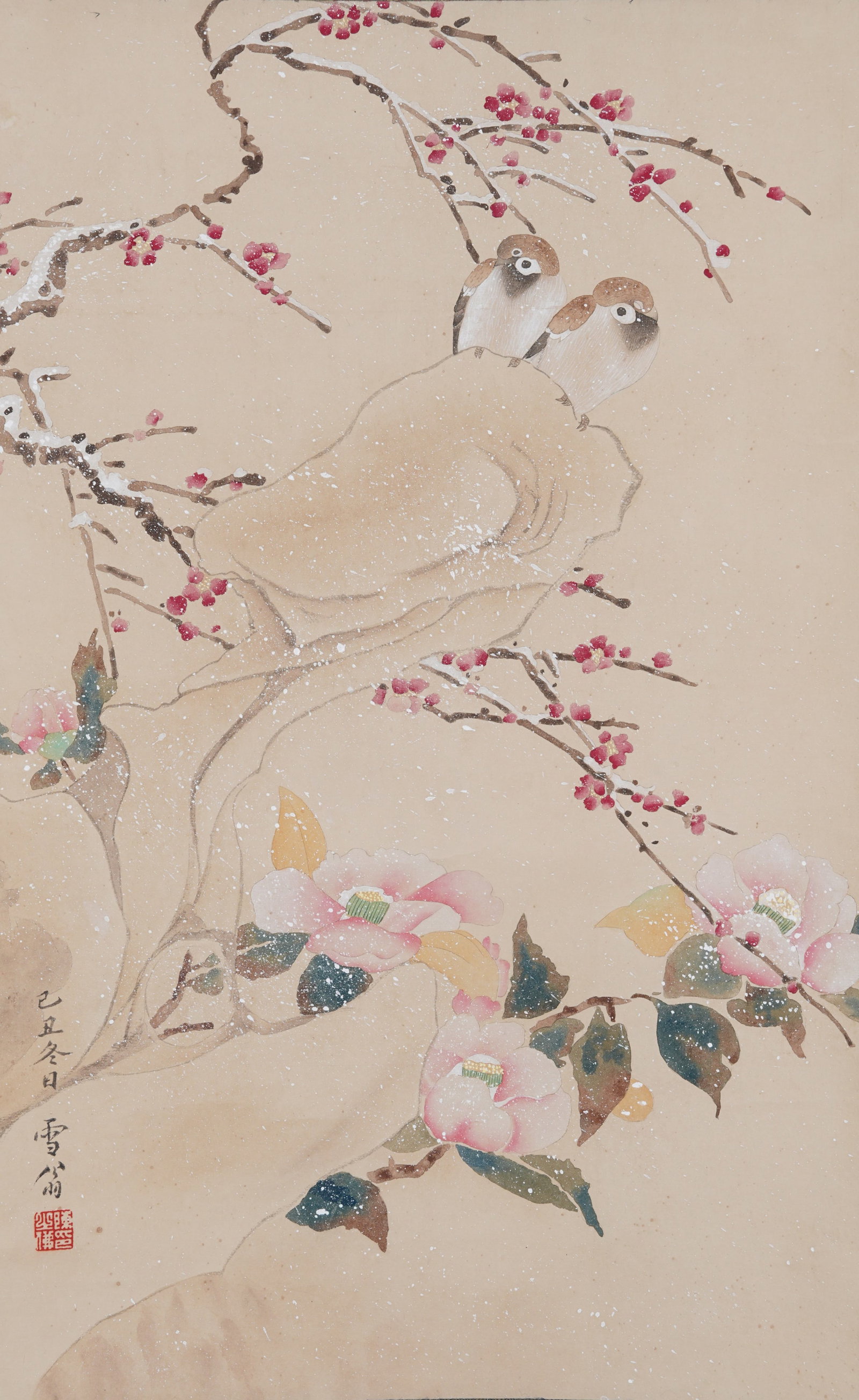 A FLOWER-AND-BIRD PAINTING ON PAPER BY CHEN ZHIFO.陳之佛 (1 of 9)