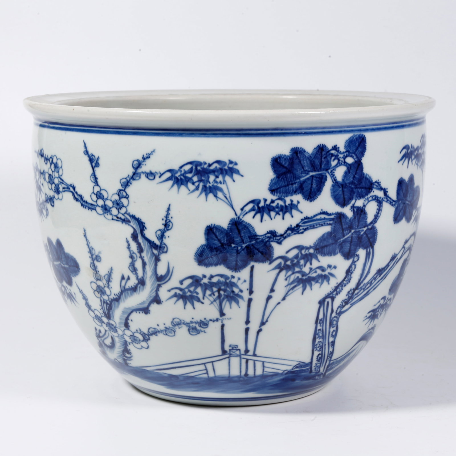 A BLUE-AND-WHITE JAR WITH PLUM BLOSSOM AND BAMBOO MOTIFS (1 of 10)