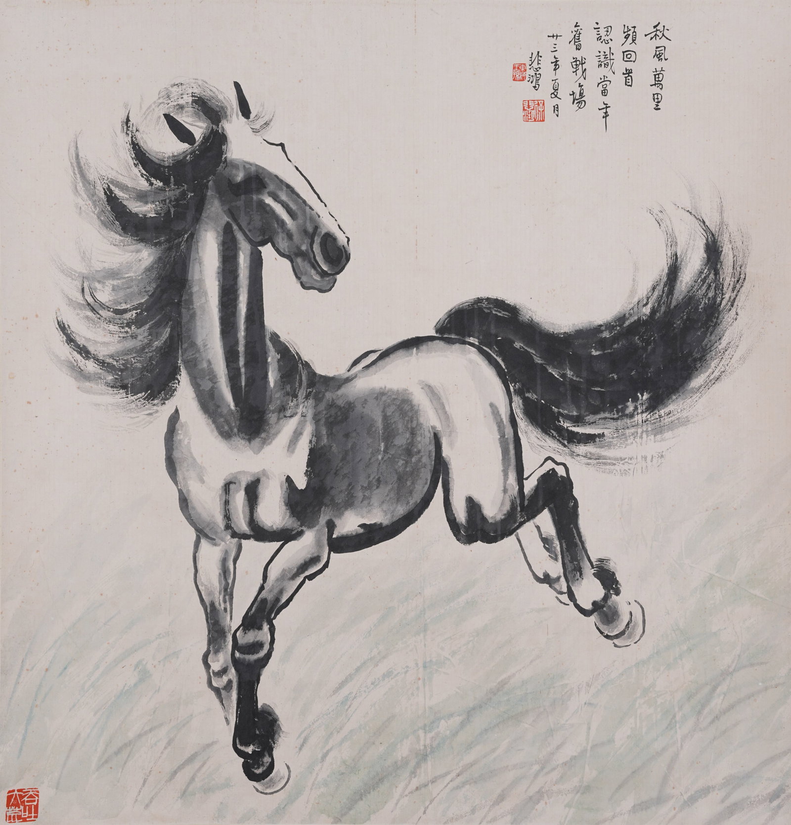 A HORSE PAINTING ON PAPER BY XU BEIHONG.徐悲鴻 (1 of 8)