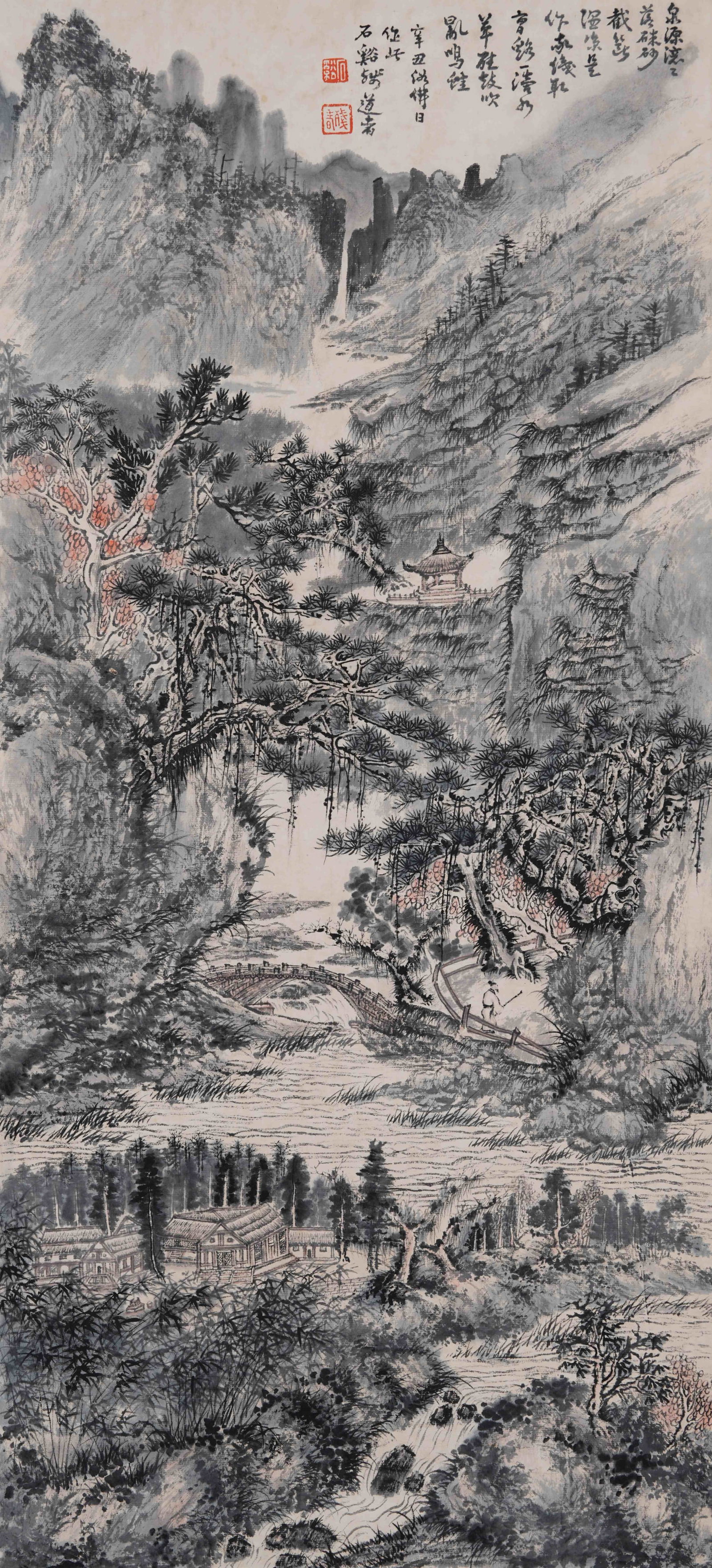 A LANDSCAPE PAINTING ON PAPER BY SHIXI.石溪 (1 of 11)