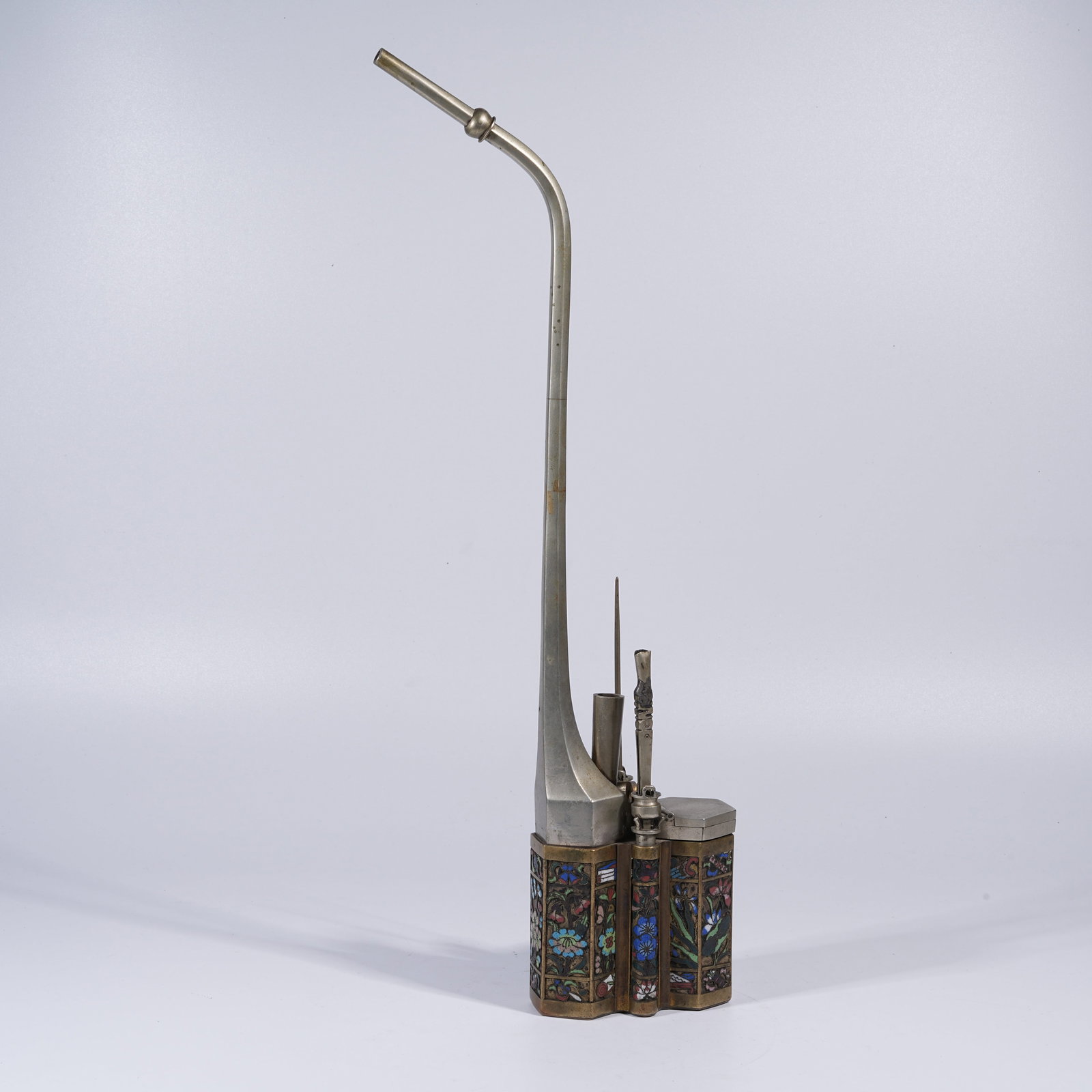 A CLOISONNÉ ENAMEL BRONZE WATER PIPE (1 of 11)