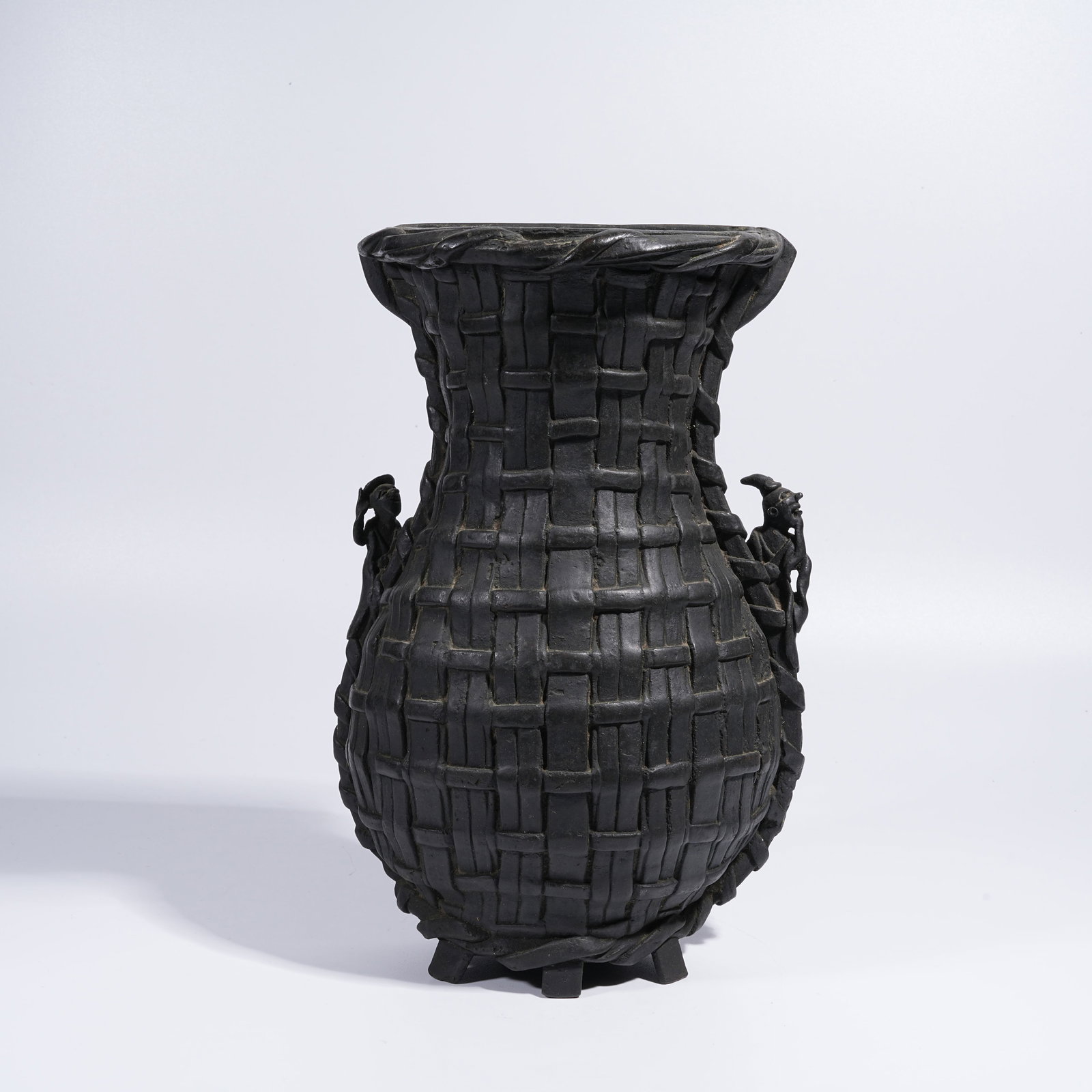 A BRONZE BI VASE IN BAMBOO BASKET SHAPE (1 of 9)