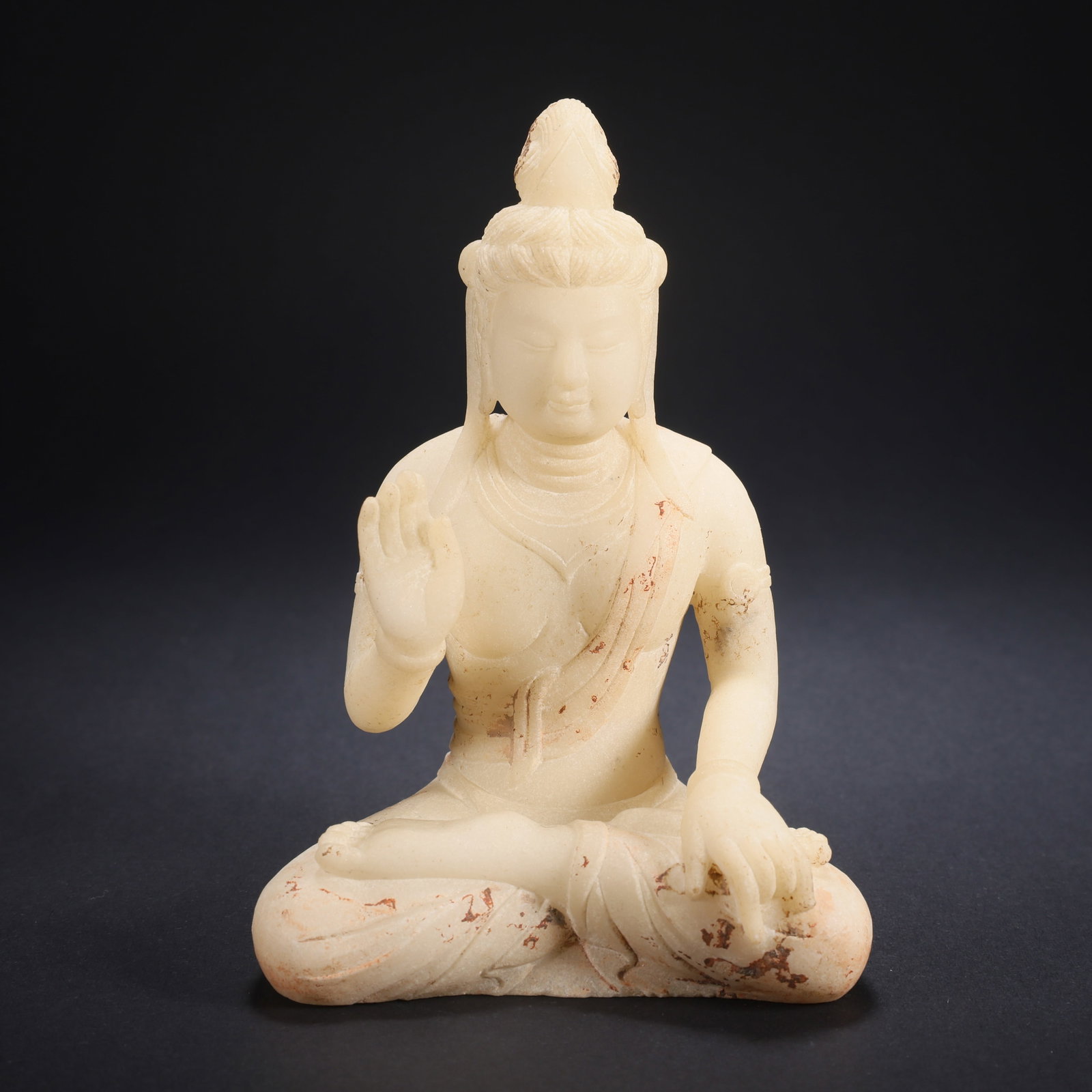 A WHITE MARBLE BODHISATTVA STATUE (1 of 9)
