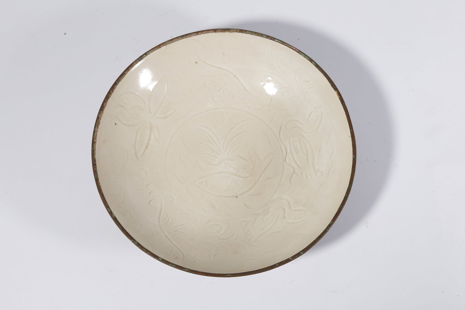 A DING WARE CARVED FLORAL PLATE (1 of 10)