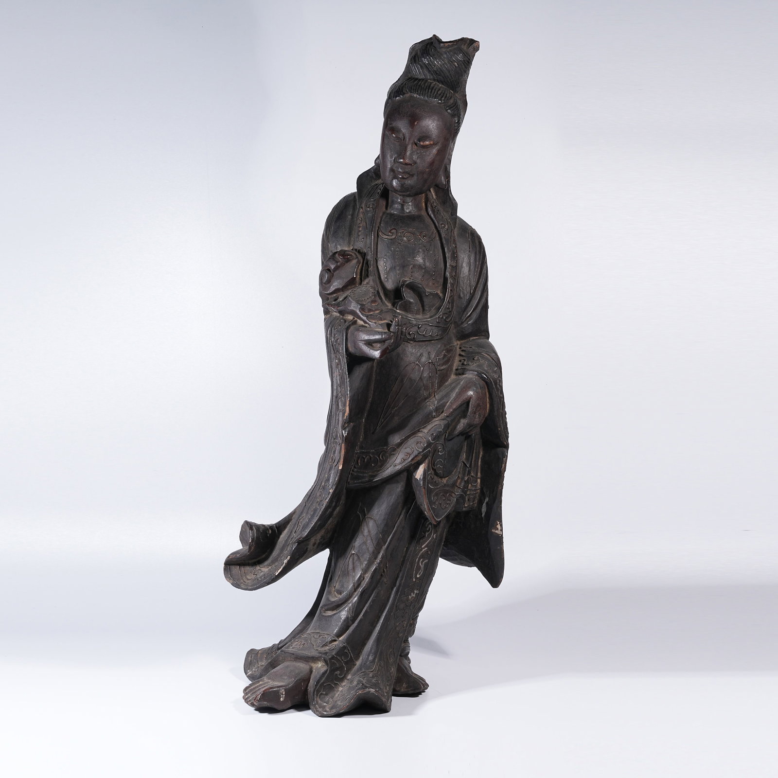 A ZITAN STANDING GUANYIN STATUE (1 of 9)