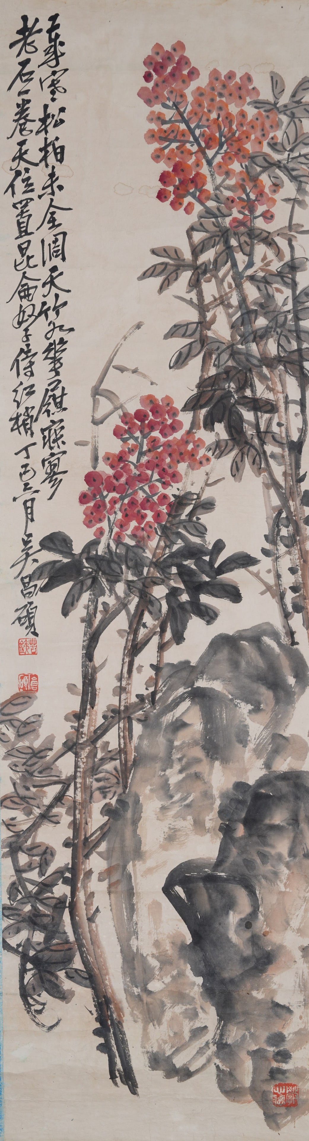 A FLOWER PAINTING ON PAPER BY WU CHANGSHUO.吳昌碩 (1 of 10)