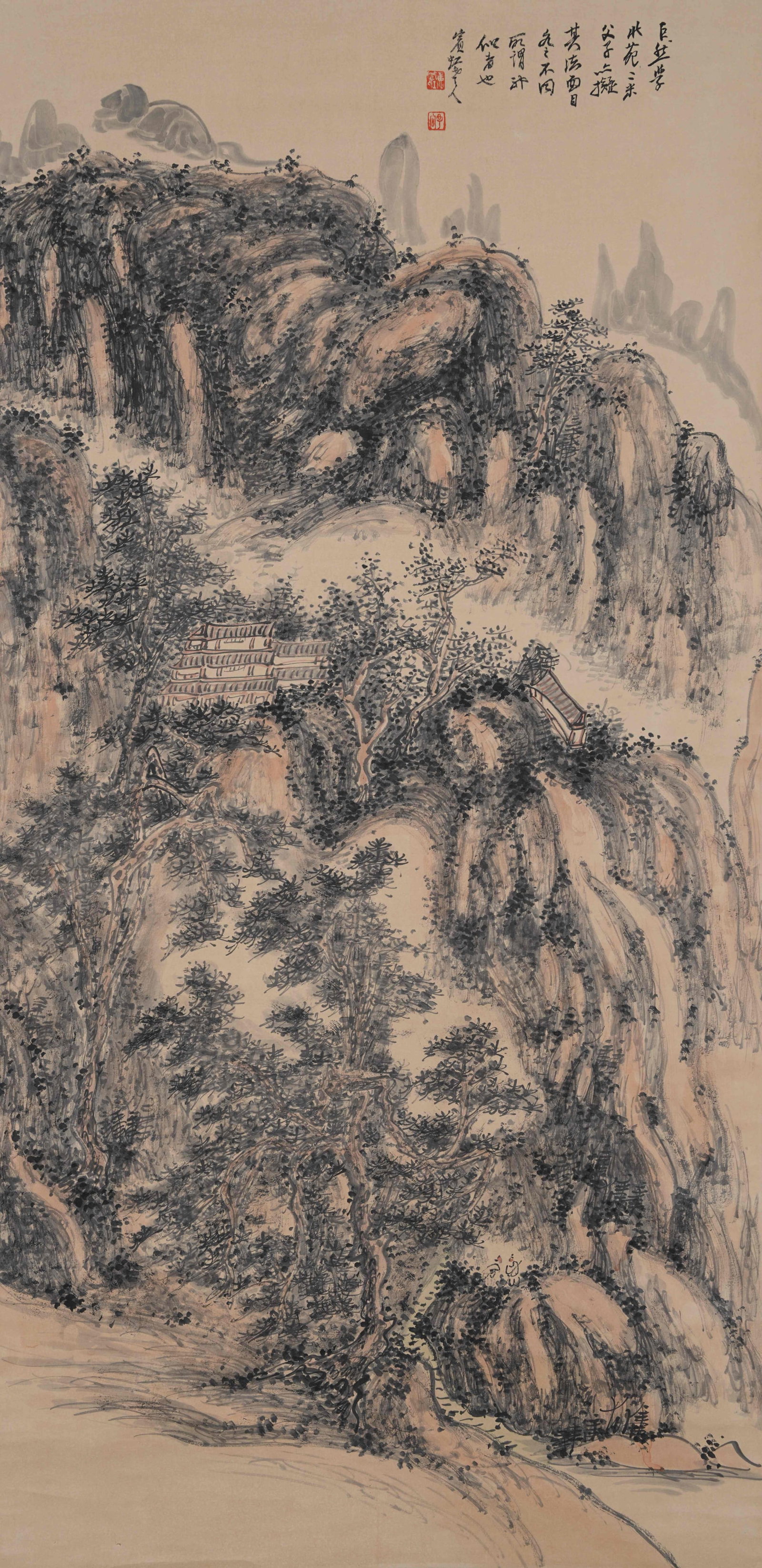 A LANDSCAPE PAINTING ON PAPER BY HUANG BINHONG.黃賓虹 (1 of 11)