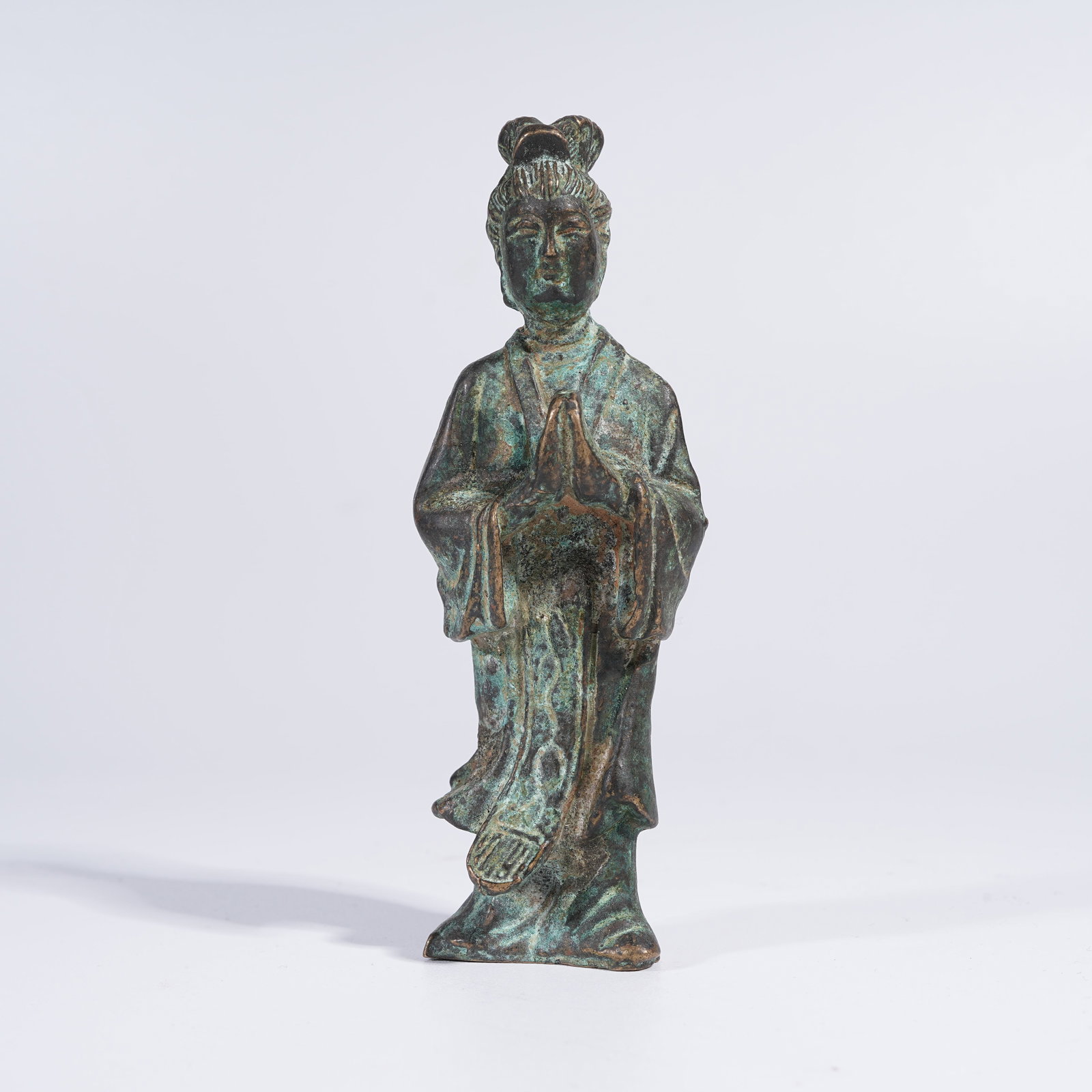 A BRONZE STANDING LADY FIGURE (1 of 8)