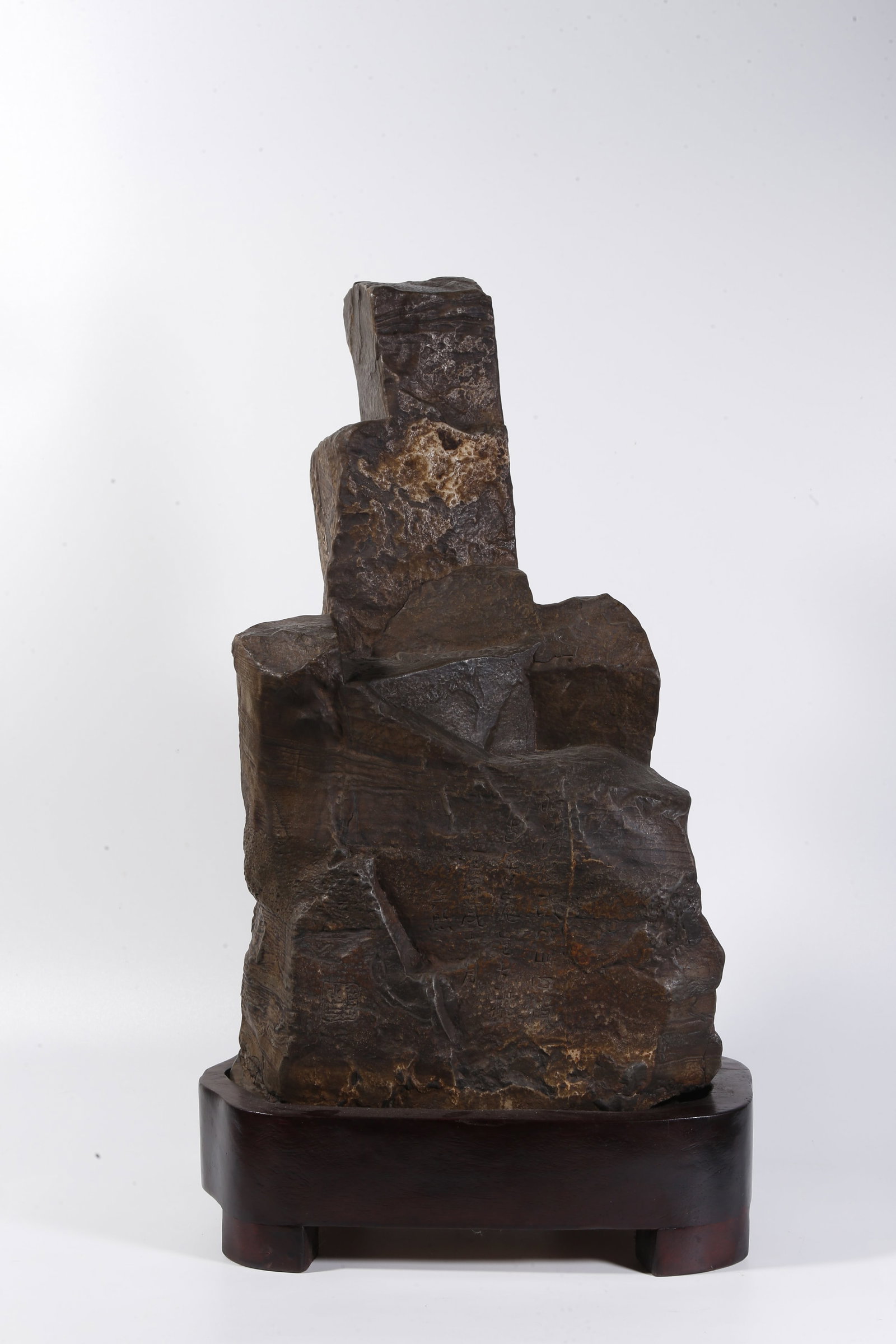 A STONE LANDSCAPE ORNAMENT INSCRIBED BY REN XIONG (1 of 10)