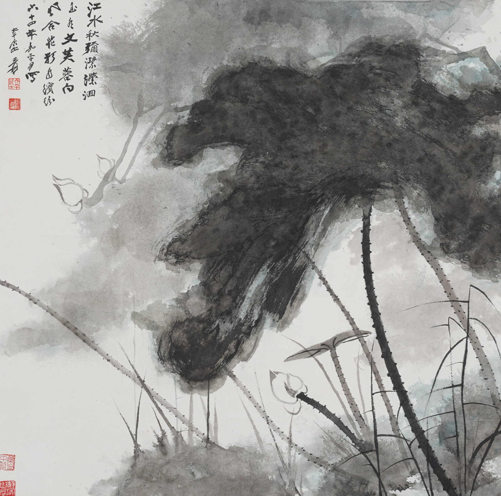 A INK LOTUS PAINTING ON PAPER BY ZHANG DAQIAN.張大千 (1 of 9)