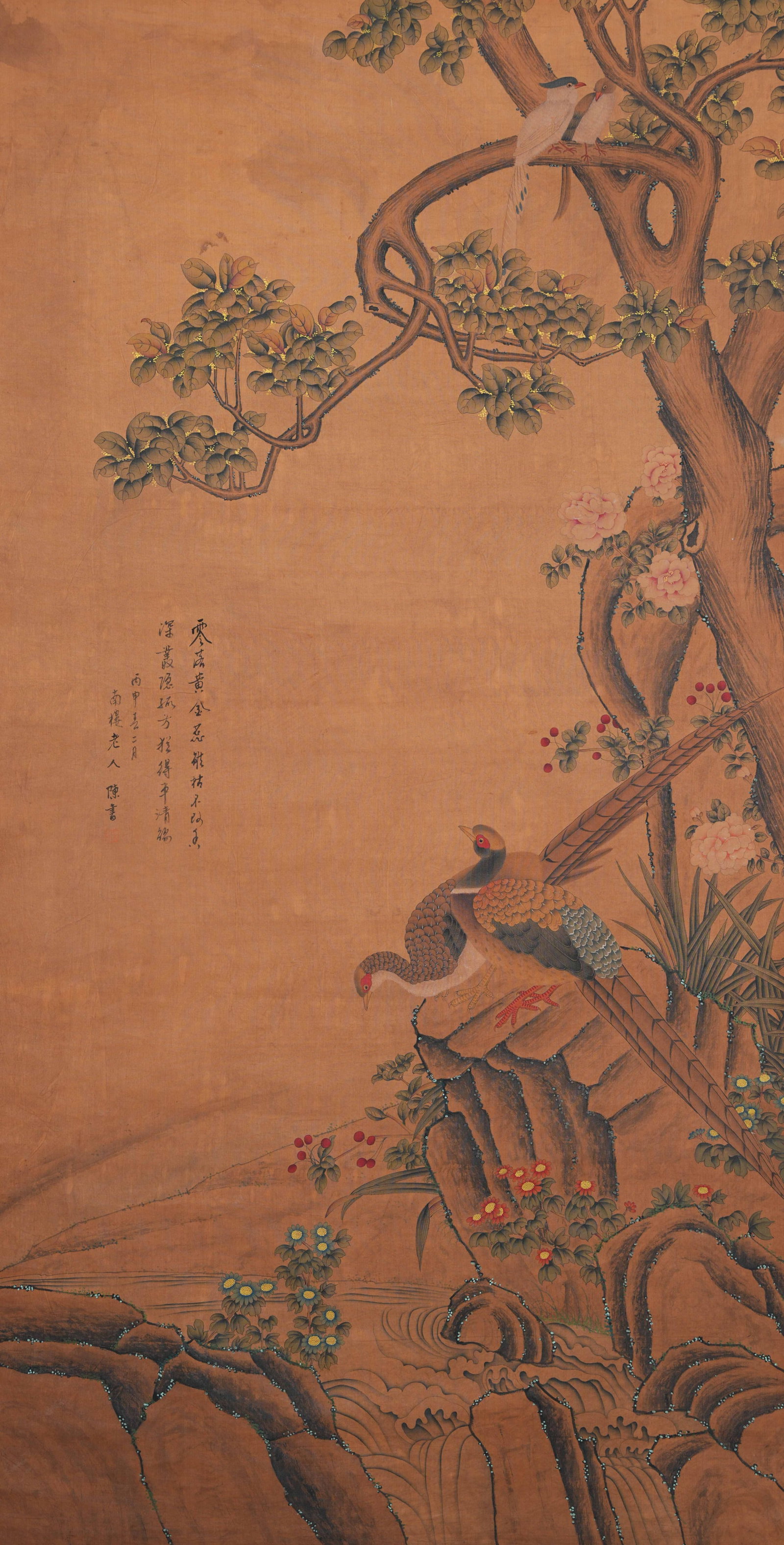 A FLOWER-AND-BIRD PAINTING ON SILK BY CHEN SHU.陳書 (1 of 10)