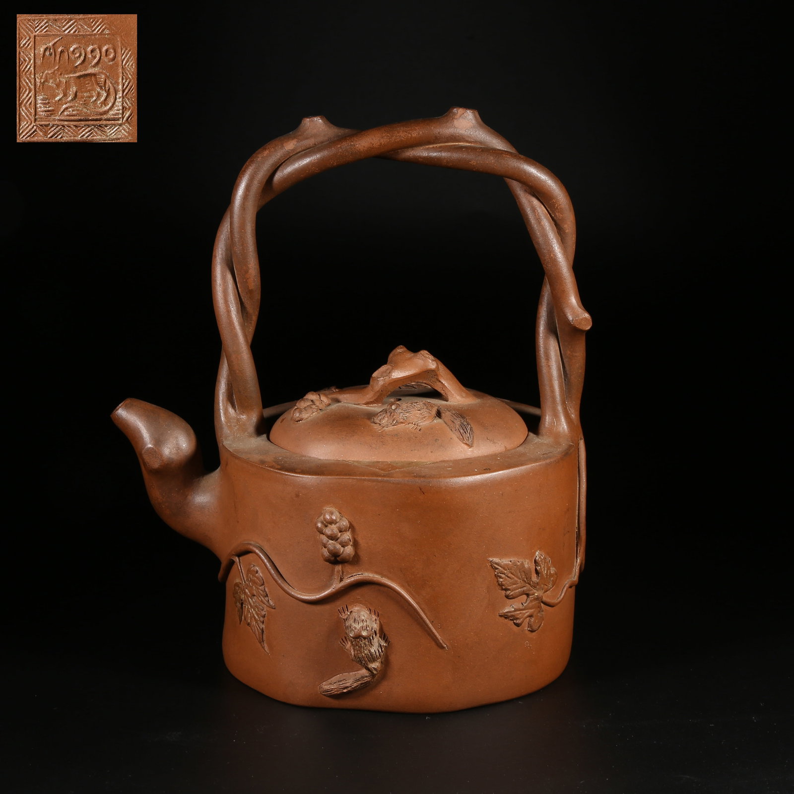 A ZISHA TEAPOT WITH SQUIRREL AND GRAPE DESIGN (1 of 10)