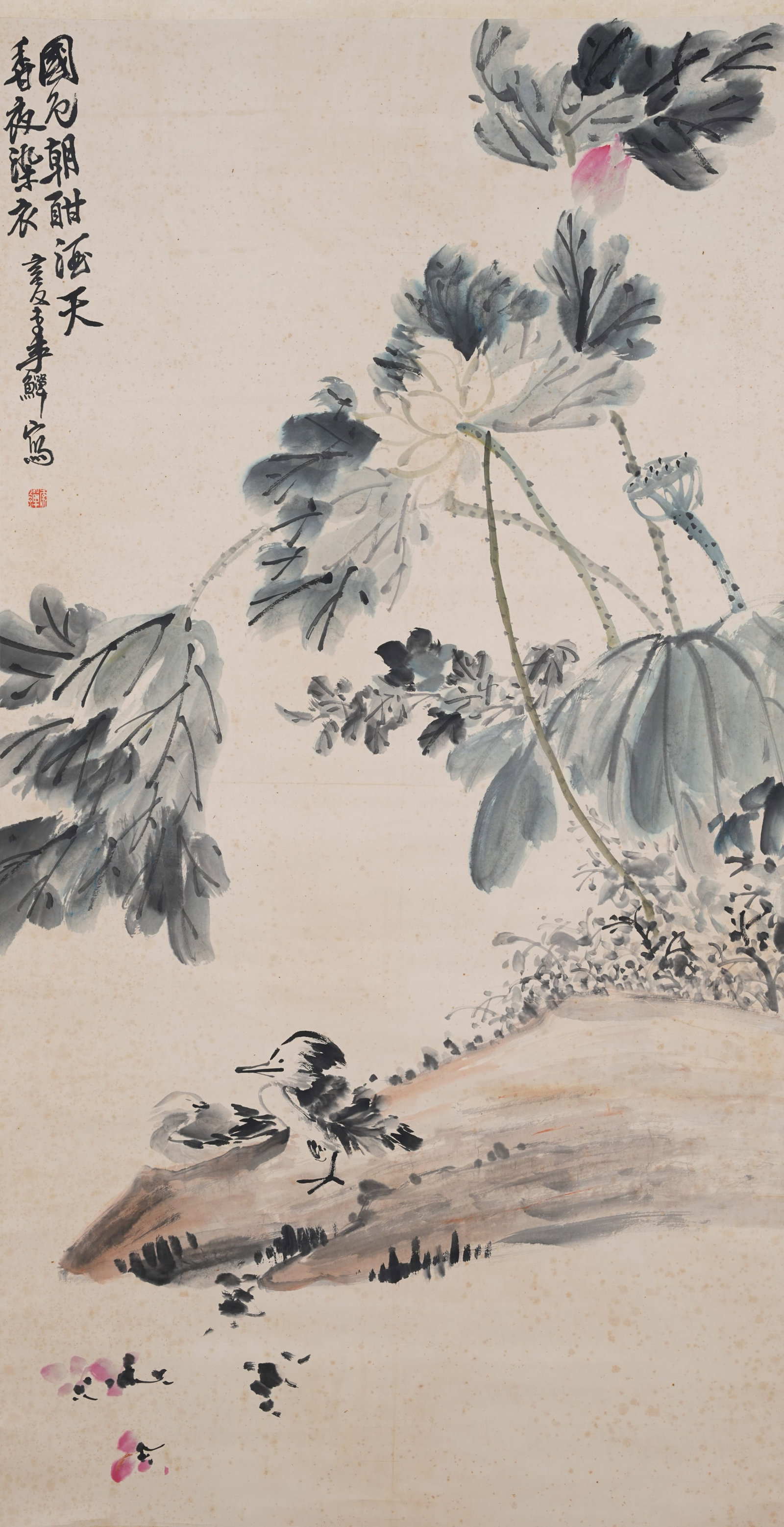 A FLOWER-AND-BIRD PAINTING ON PAPER BY LI SHAN.李鱓 (1 of 9)