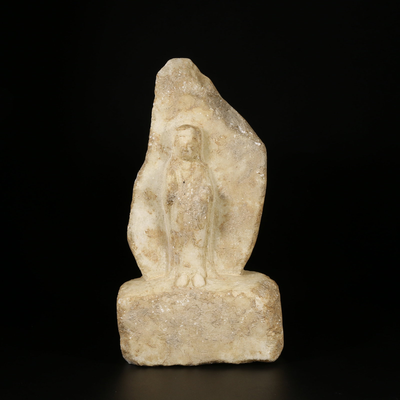 A HAN WHITE JADE (MARBLE) BODHISATTVA STATUE (1 of 7)