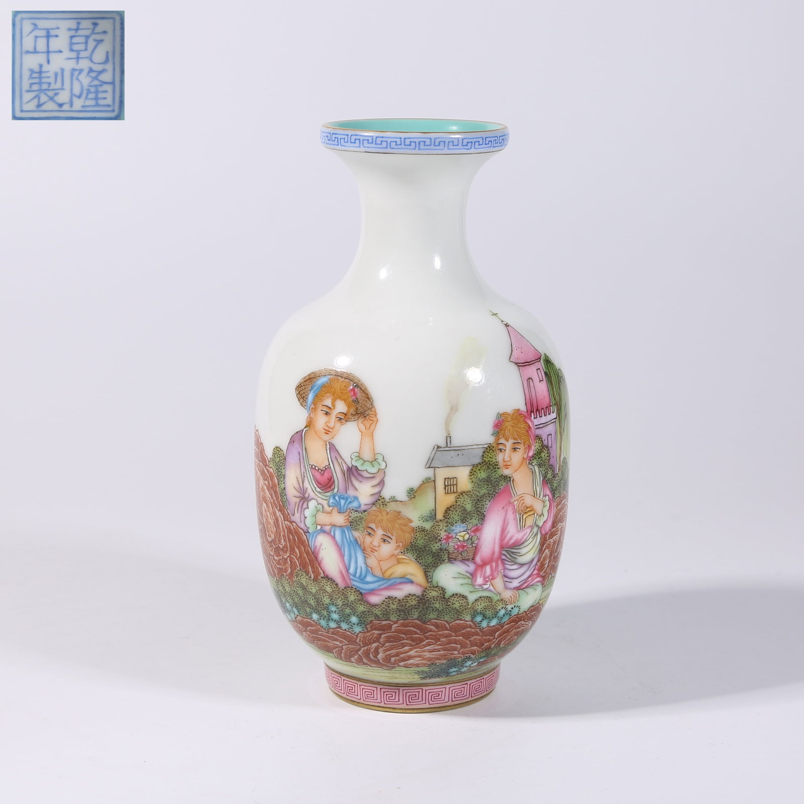 A ENAMELLED FIGURE STORY SMALL VASE (1 of 9)