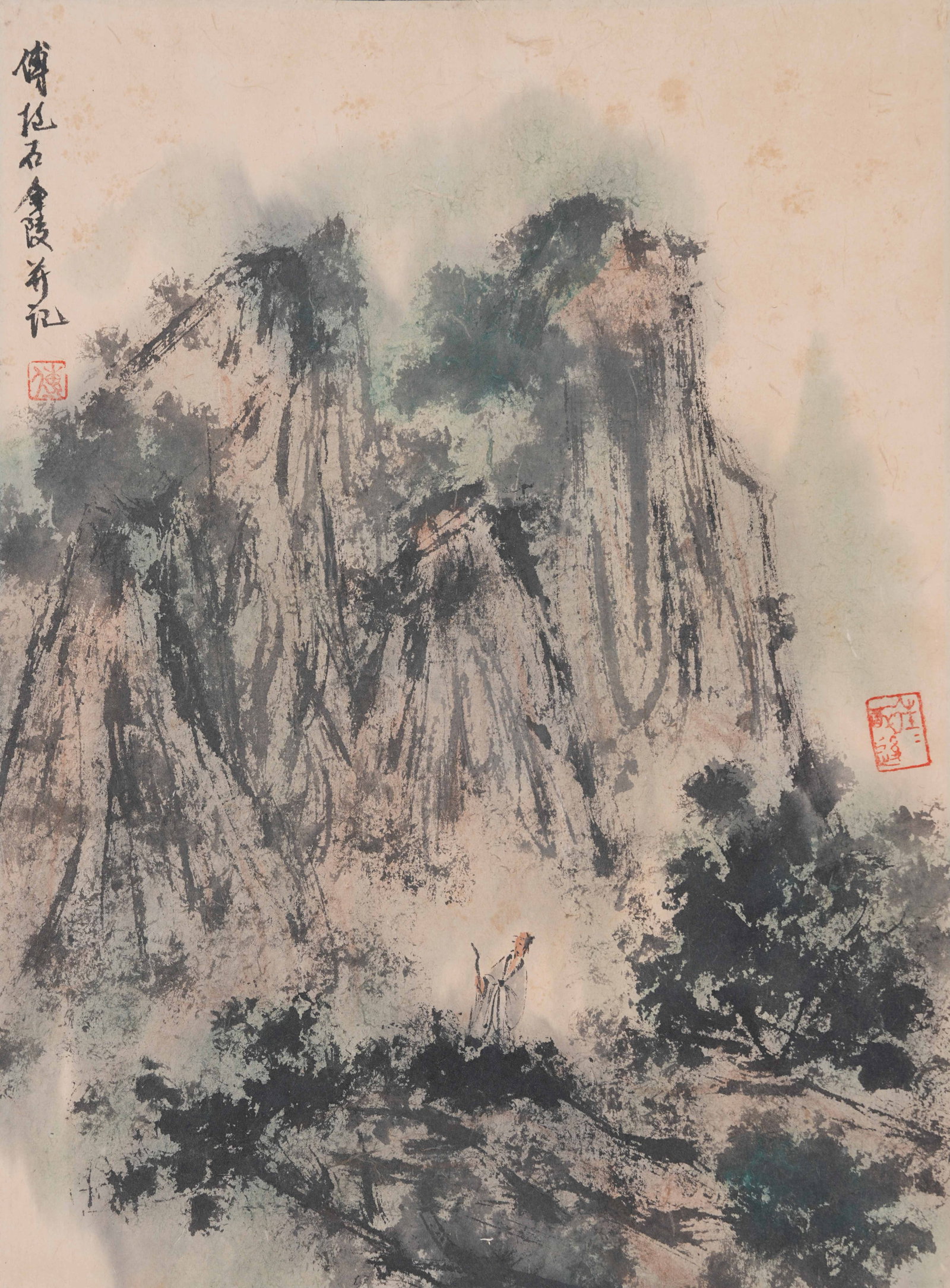 A LANDSCAPE PAINTING ON PAPER BY FU BAOSHI.傅抱石 (1 of 8)
