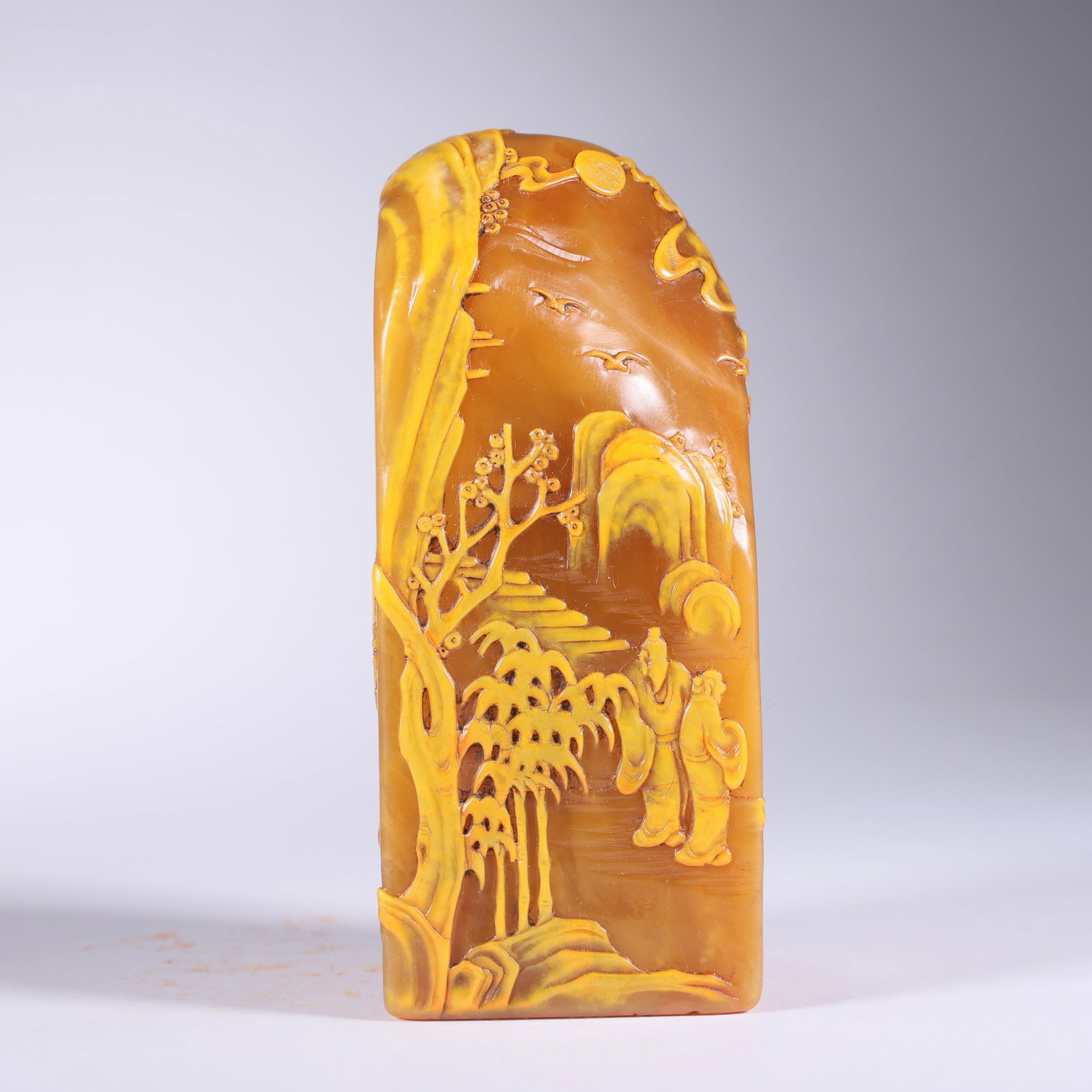 A TIANHUANG STONE LOW-RELIEF SEAL WITH FIGURES AND LANDSCAPE (1 of 9)