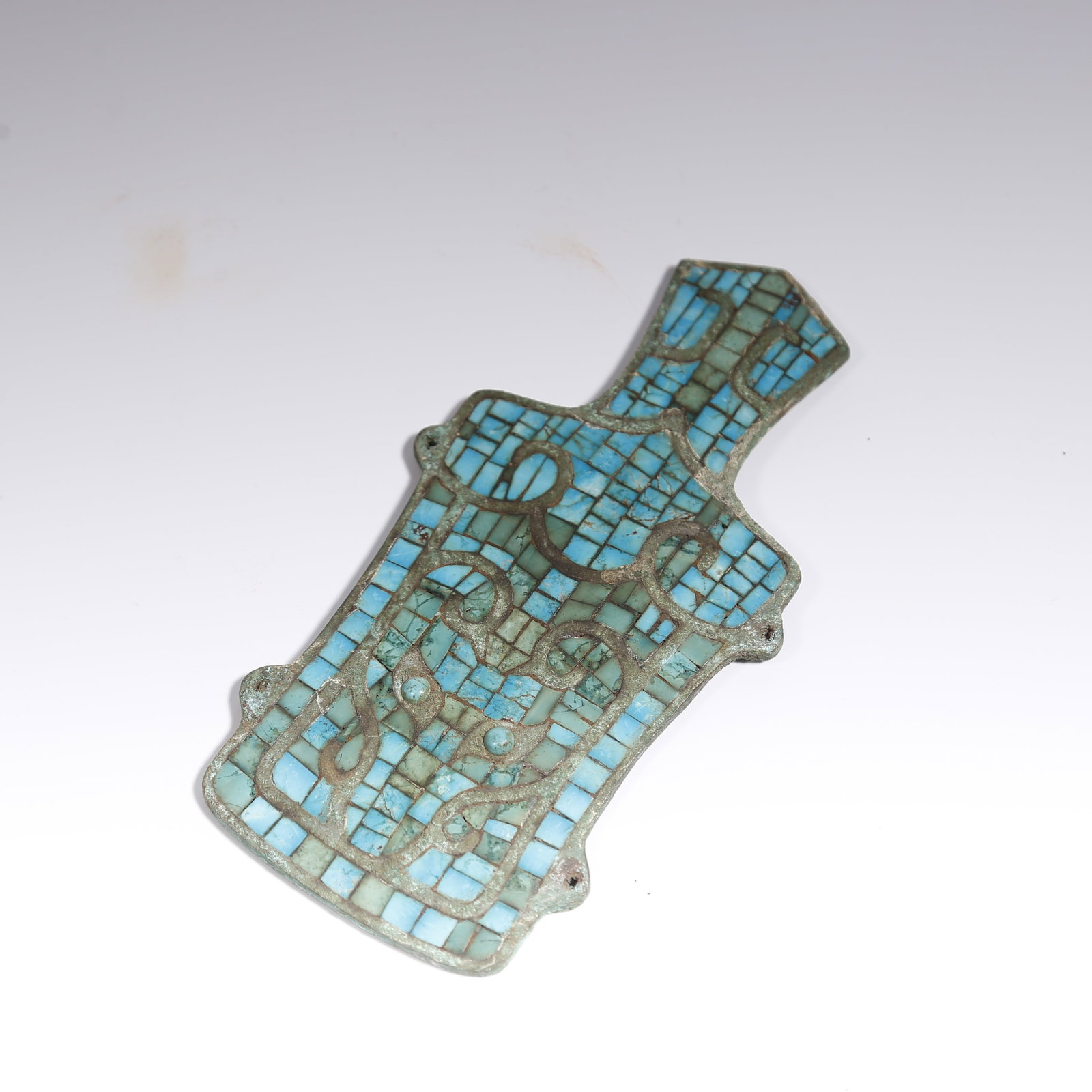 A BRONZE ARMOR PLATE INLAID WITH TURQUOISE (1 of 6)