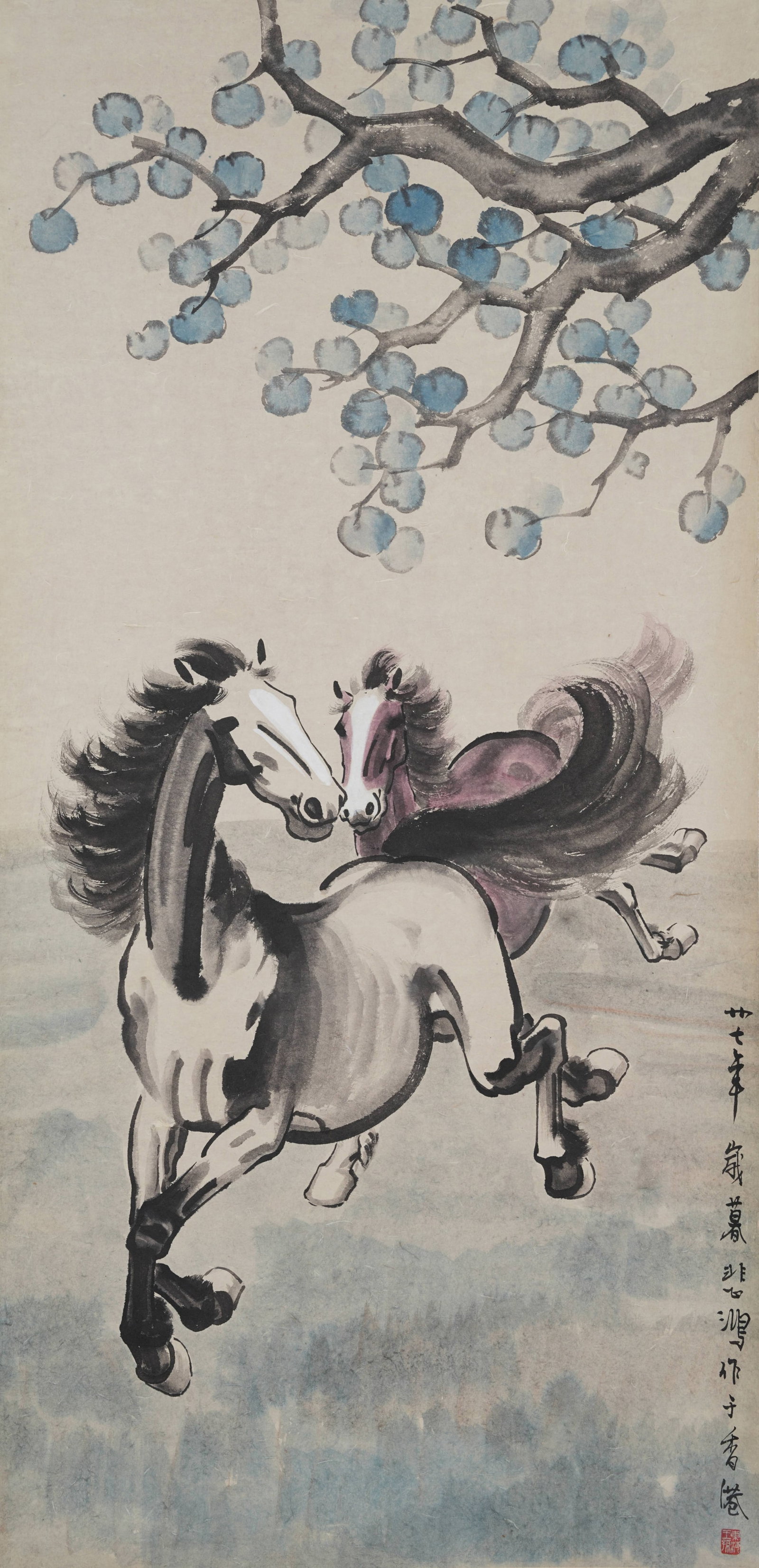 A GALLOPING HORSE PAINTING ON PAPER BY XU BEIHONG.徐悲鴻 (1 of 8)