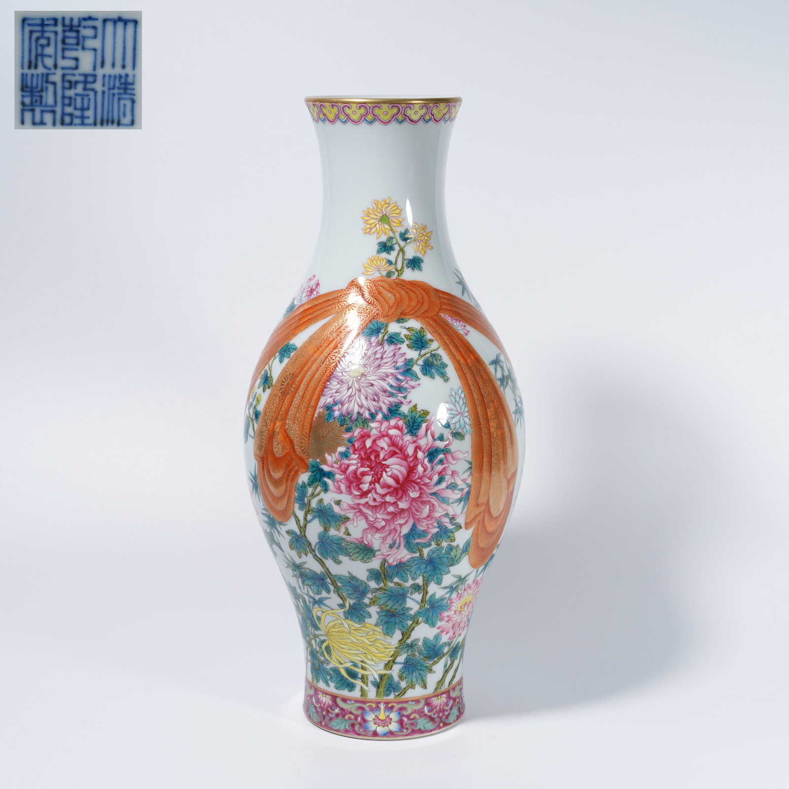 A FAMILLE-ROSE FLOWER-AND-BIRD "BAO FU" VASE (1 of 10)