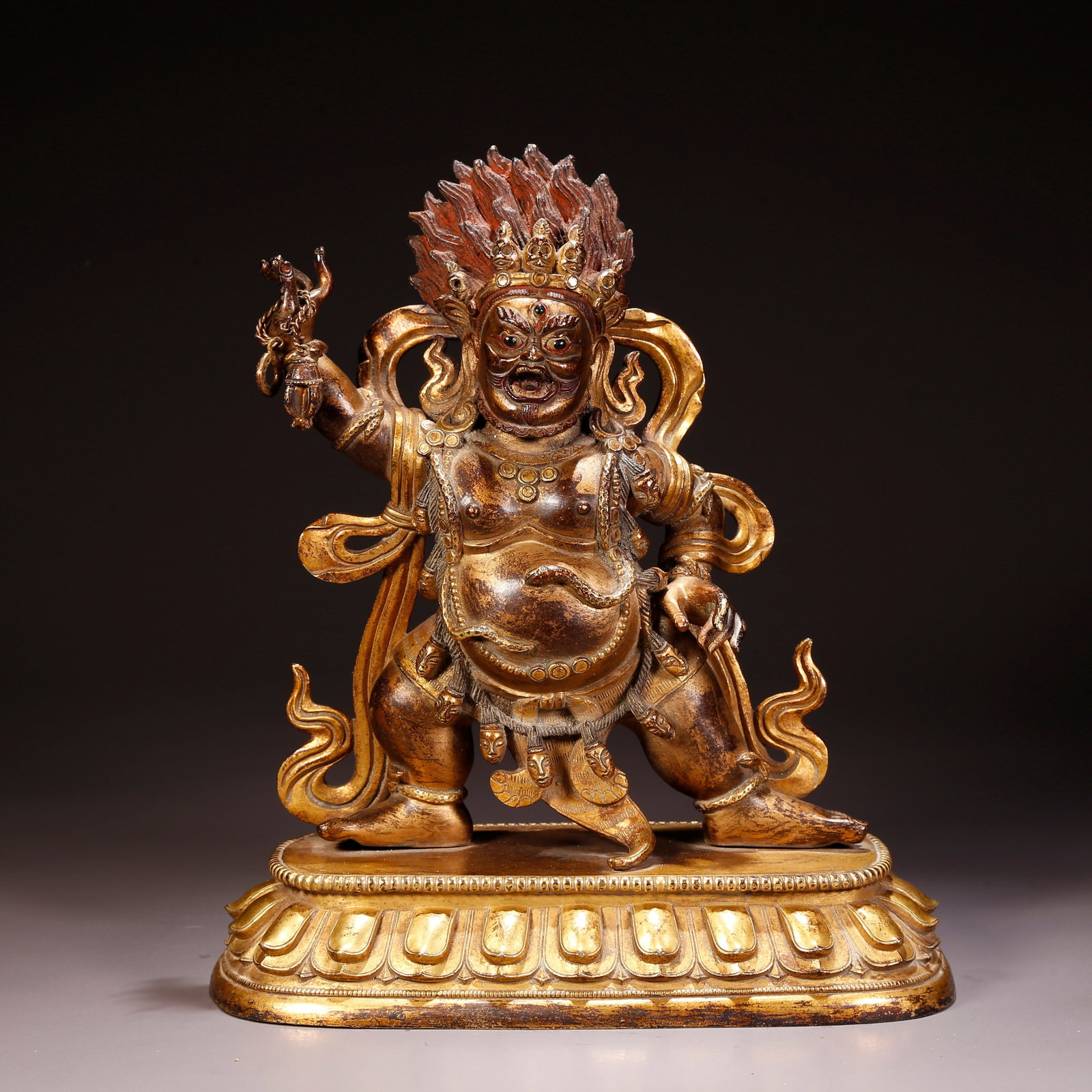 A GILT-BRONZE VAJRA-LOCK BODHISATTVA FIGURE: Gilt-Bronze Vajra-Lock Bodhisattva Figure