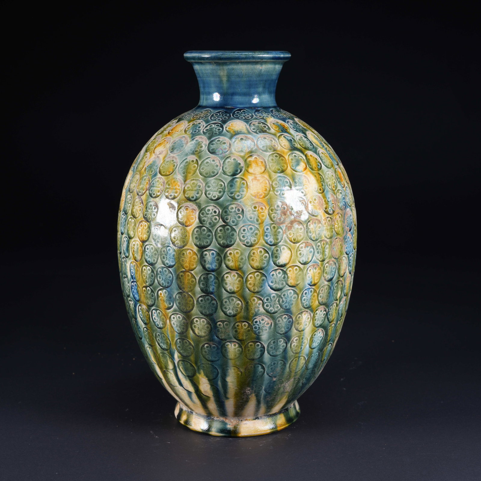 A TANG SANCAI VASE WITH POMEGRANATE (BALL FLOWER) PATTERN (1 of 8)