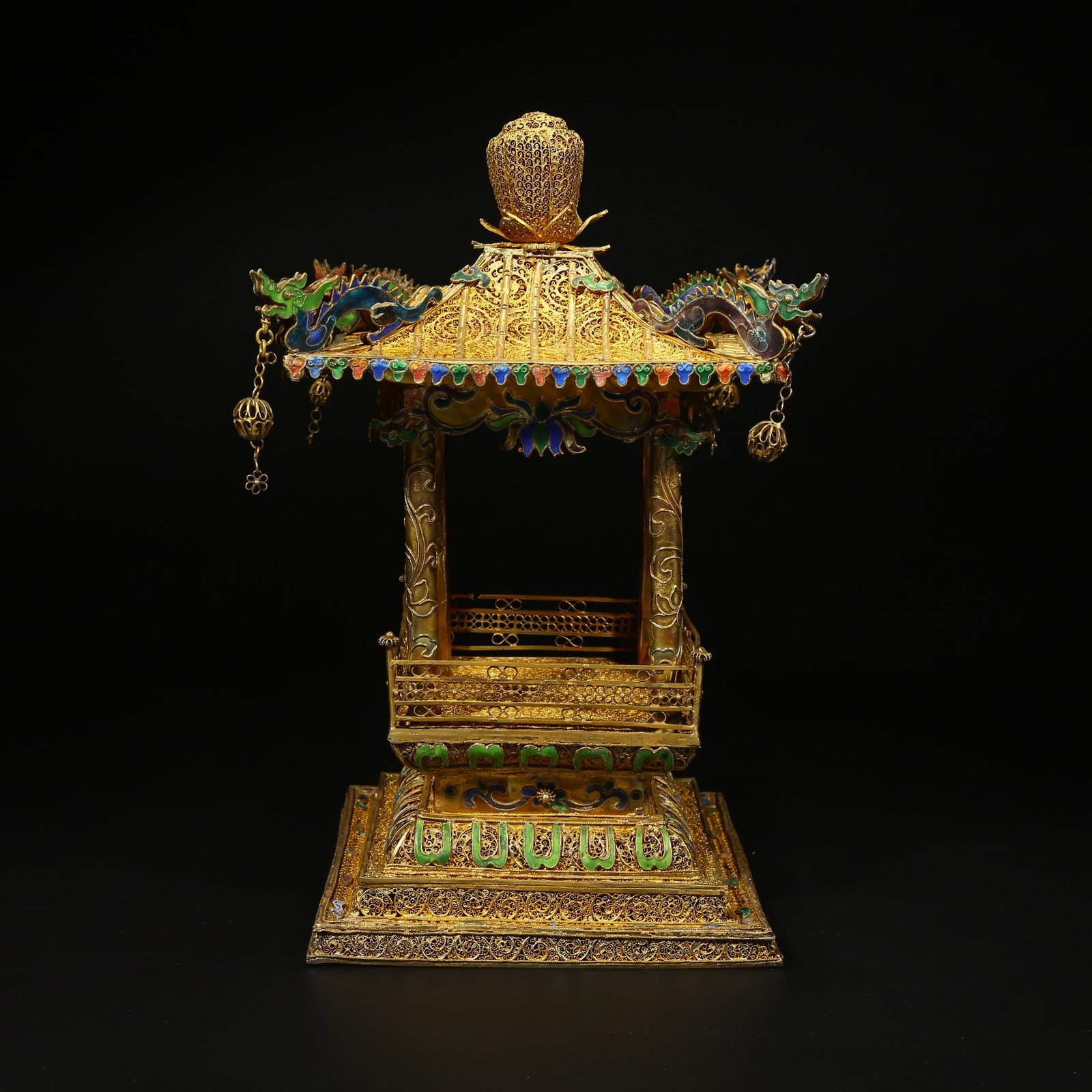 A GILT SILVER FILIGREE INCENSE PAVILION (1 of 9)